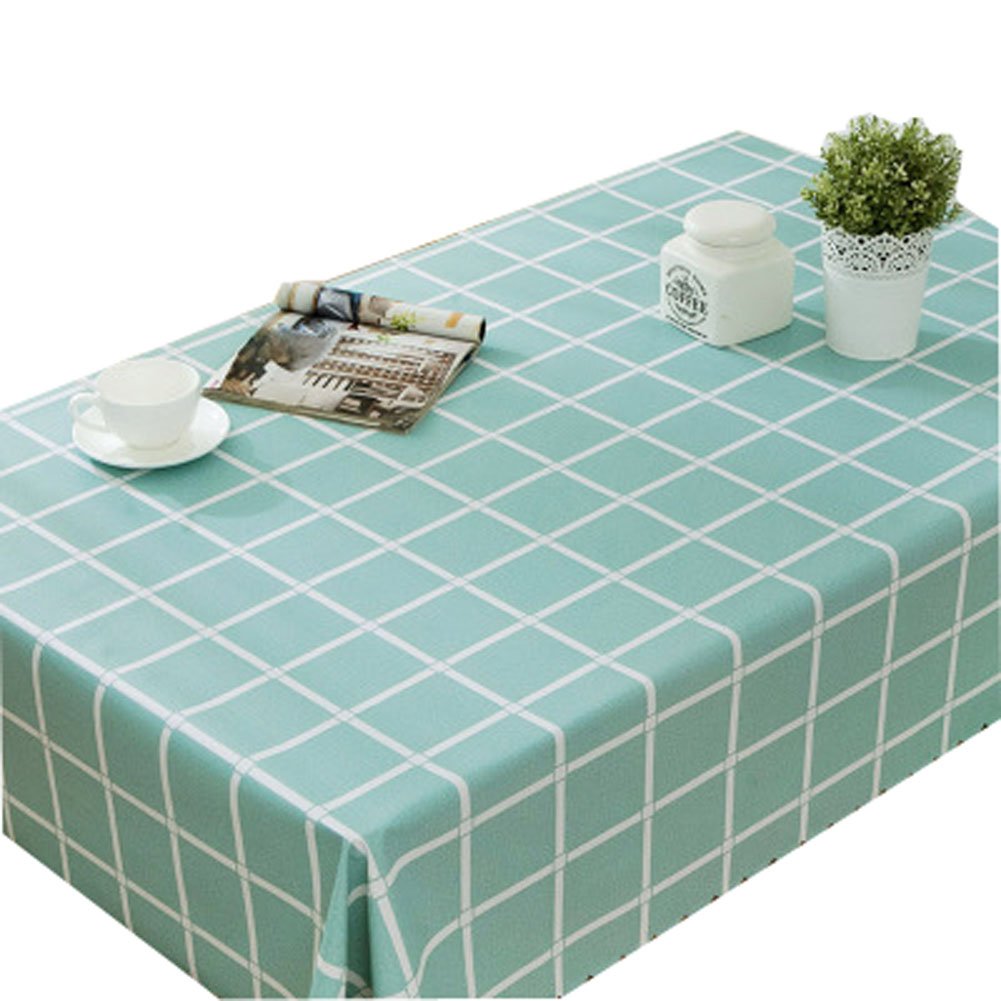 DRAGON SONIC Mint Green Plaid Garden Tablecloth - Waterproof, Oil-Resistant, Disposable Picnic Table Cover for Outdoor Parties, BBQs & Patio Dining