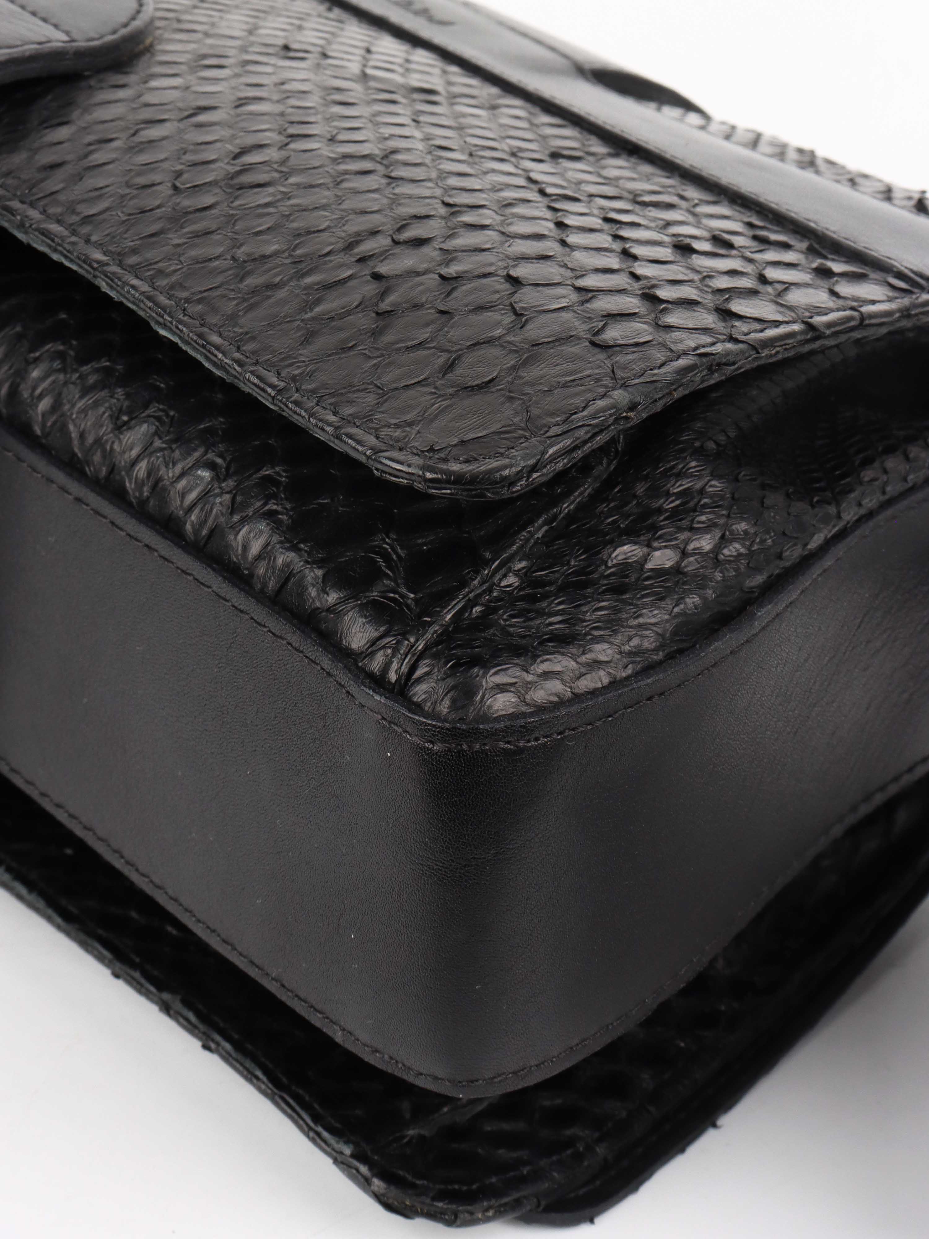 Chloe Black Python Leather Shoulder Bag for Women - Luxury Designer Handbag for Work, Travel & Evening Events
