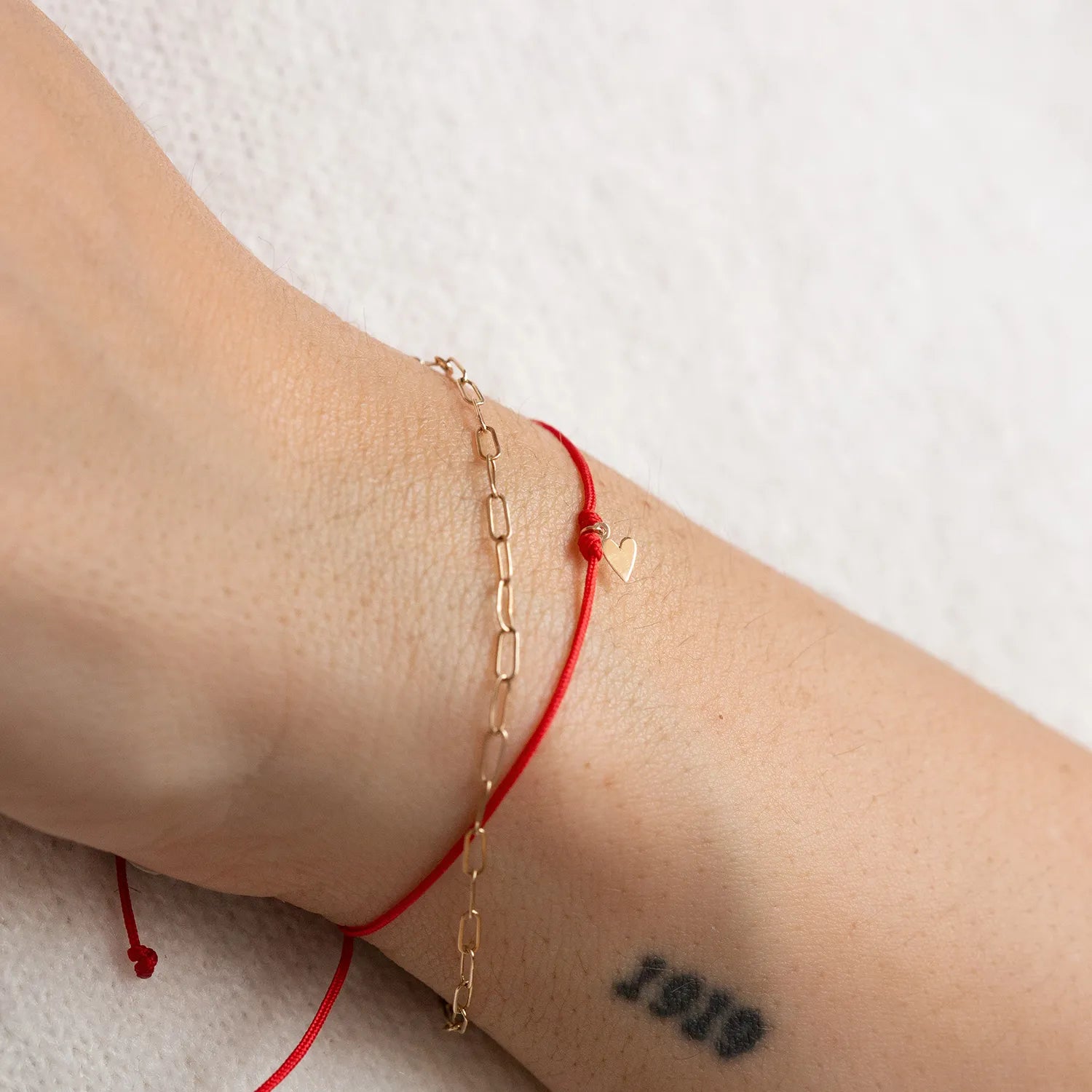 10K Yellow Gold Deep Love Contemplation Cord Bracelet - Red String for Couples, Meditation & Spiritual Connection