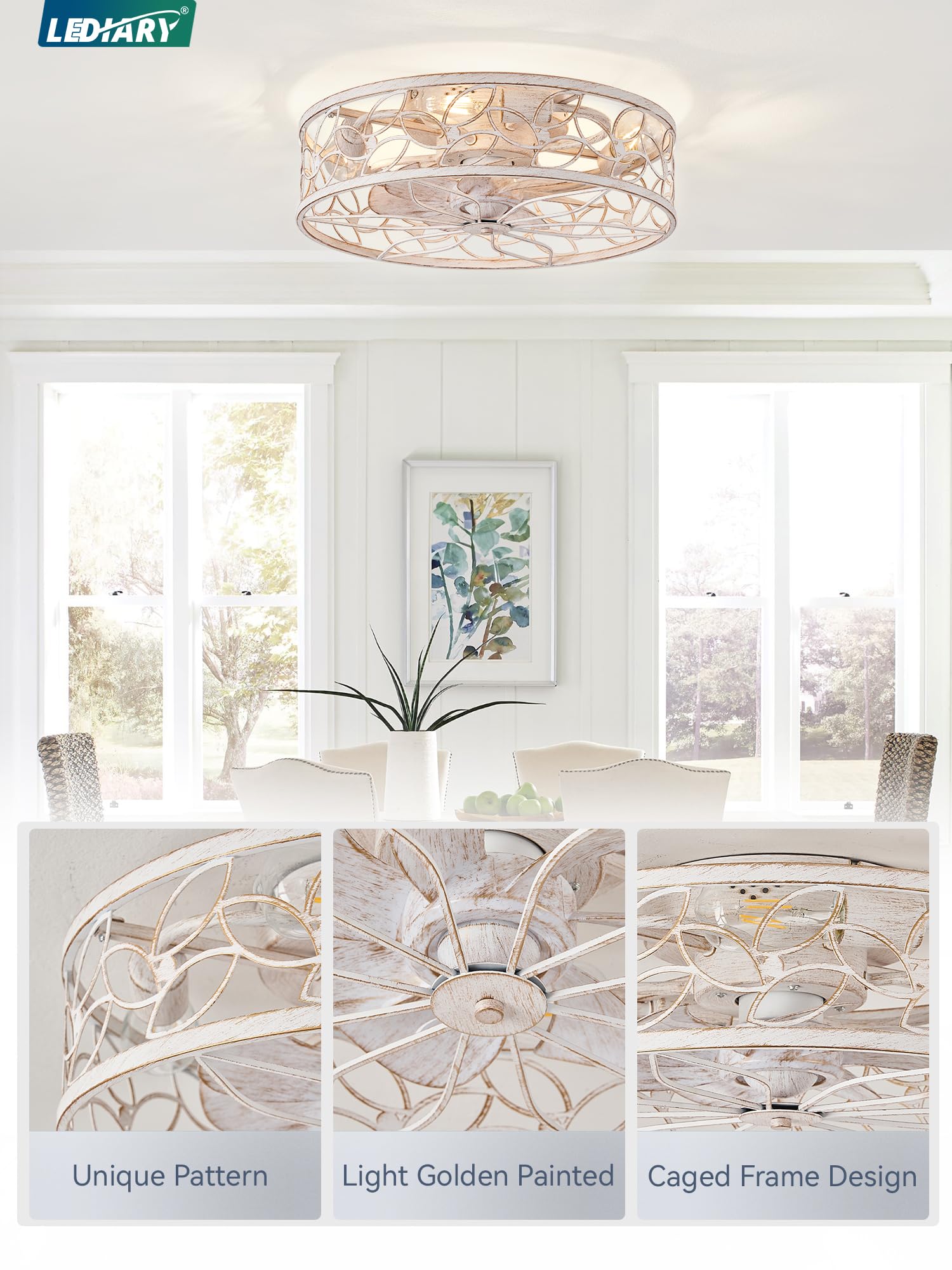 LEDIARY Bladeless Ceiling Fan with Light - 24