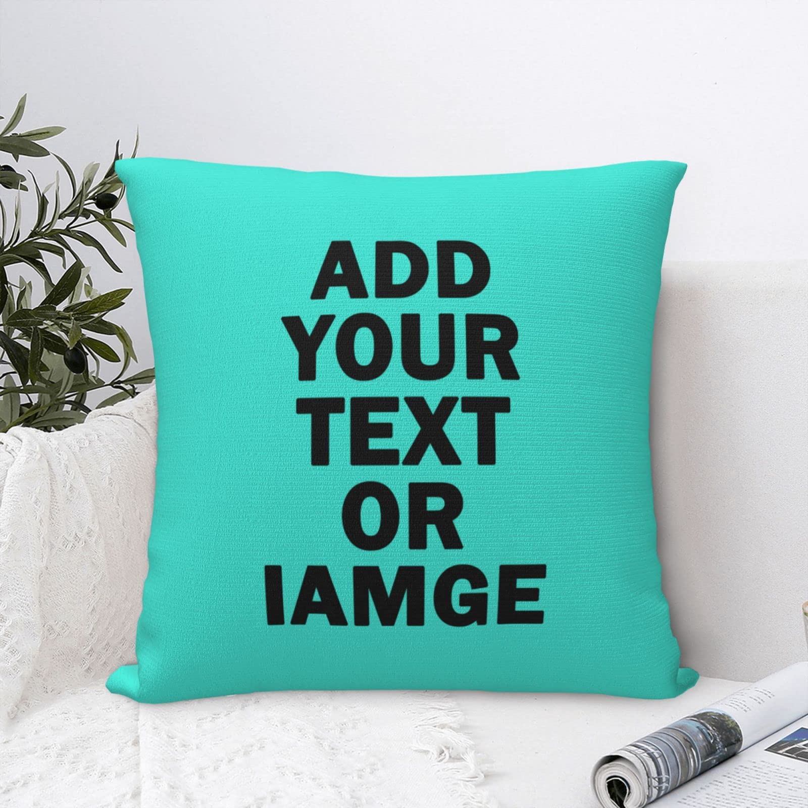 Custom Photo Pillow Case 20x20 - Personalized Throw Pillow Cover with Text & Image Printing - Unique Birthday, Christmas, Halloween & Wedding Gift Ideas - Perfect for Home Decor, Sofa, Bedroom & Special Occasions
