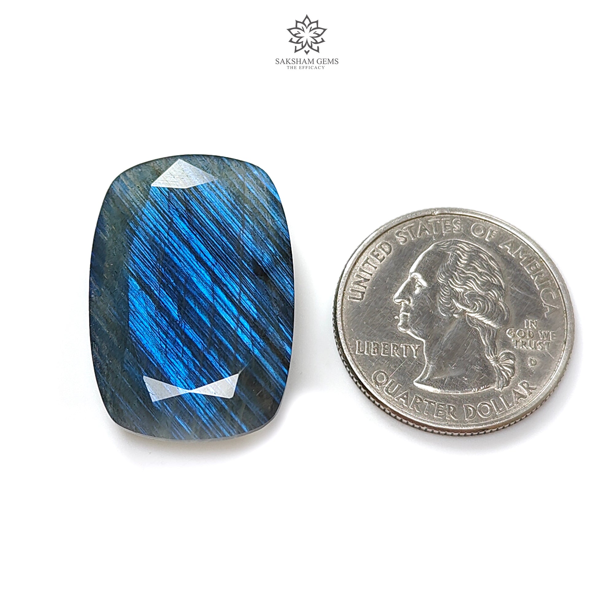Natural Blue Labradorite Cabochon - 34.50cts Untreated Cushion Cut Gemstone (29x20mm) for Jewelry Making - Perfect for Rings, Pendants & Healing Crystal Collections