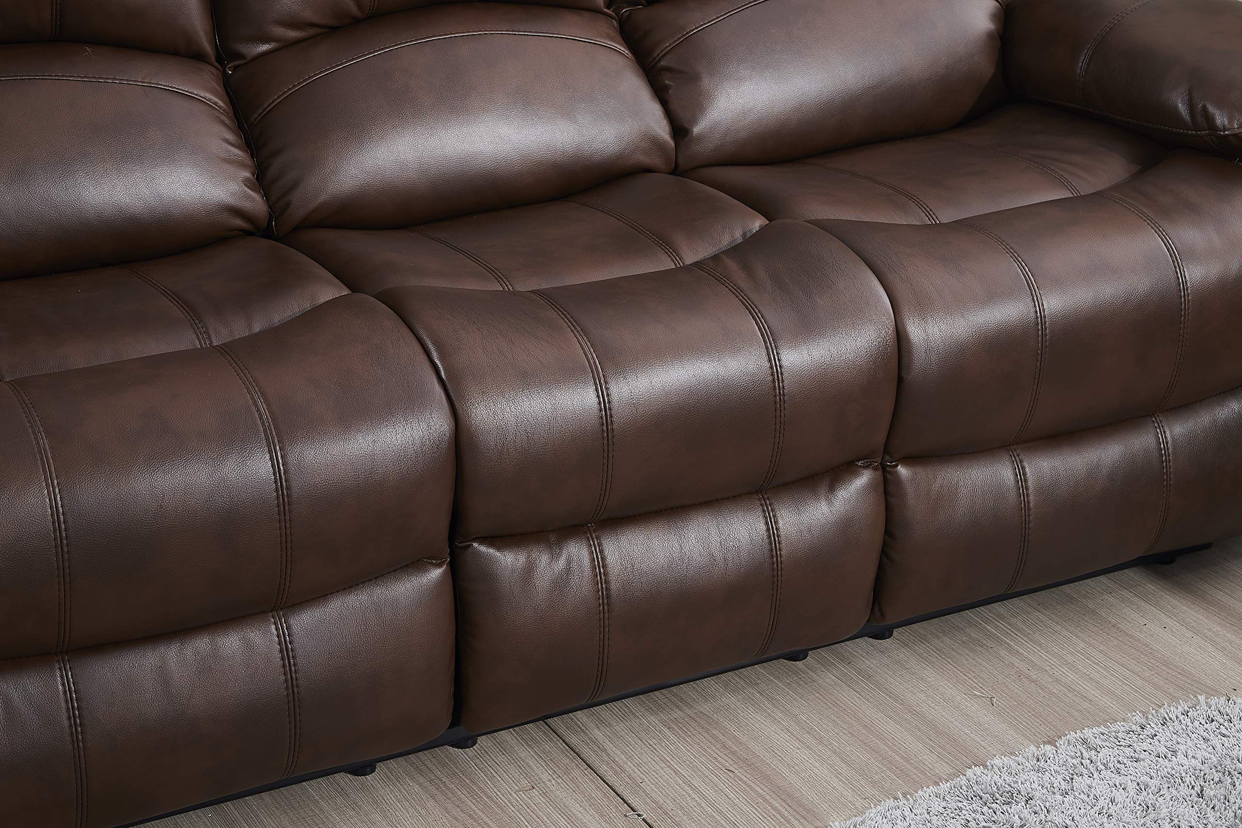 Betsy Furniture 3-Piece Bonded Leather Reclining Sofa Set - Living Room Loveseat & Glider Chair with Multiple Color Options (Brown) - Perfect for Family Movie Nights & Cozy Living Room Relaxation