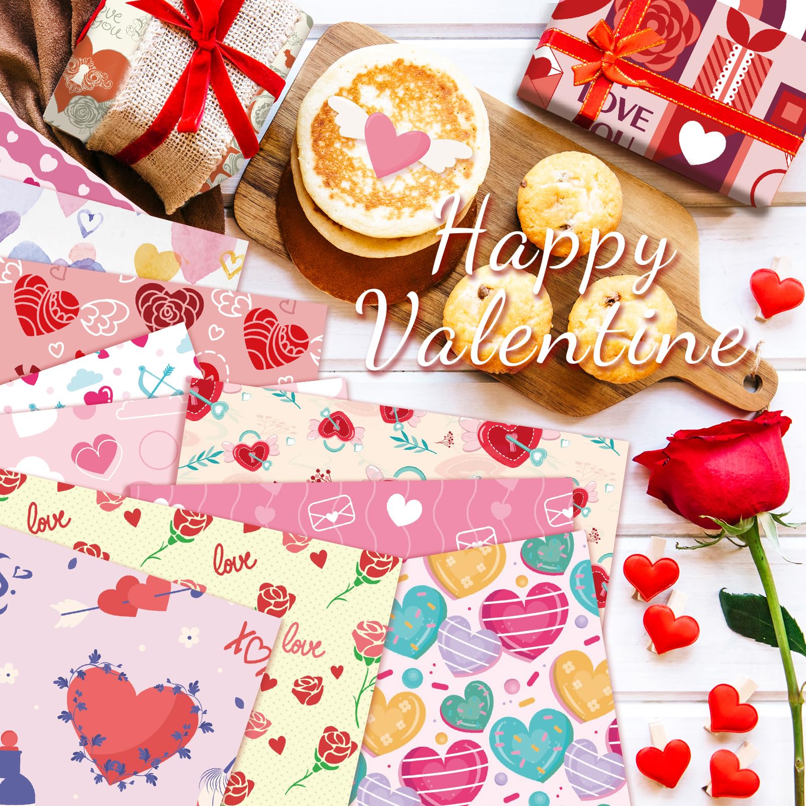 24 Sheets Valentine Scrapbook Paper Set - Funny Origami Pattern Craft Paper for Adults & Teens - Dazzling Aesthetic DIY Scrapbooking, Card Making, Journaling - Perfect for Valentine's Day Gifts, Party Decorations & Memory Keeping
