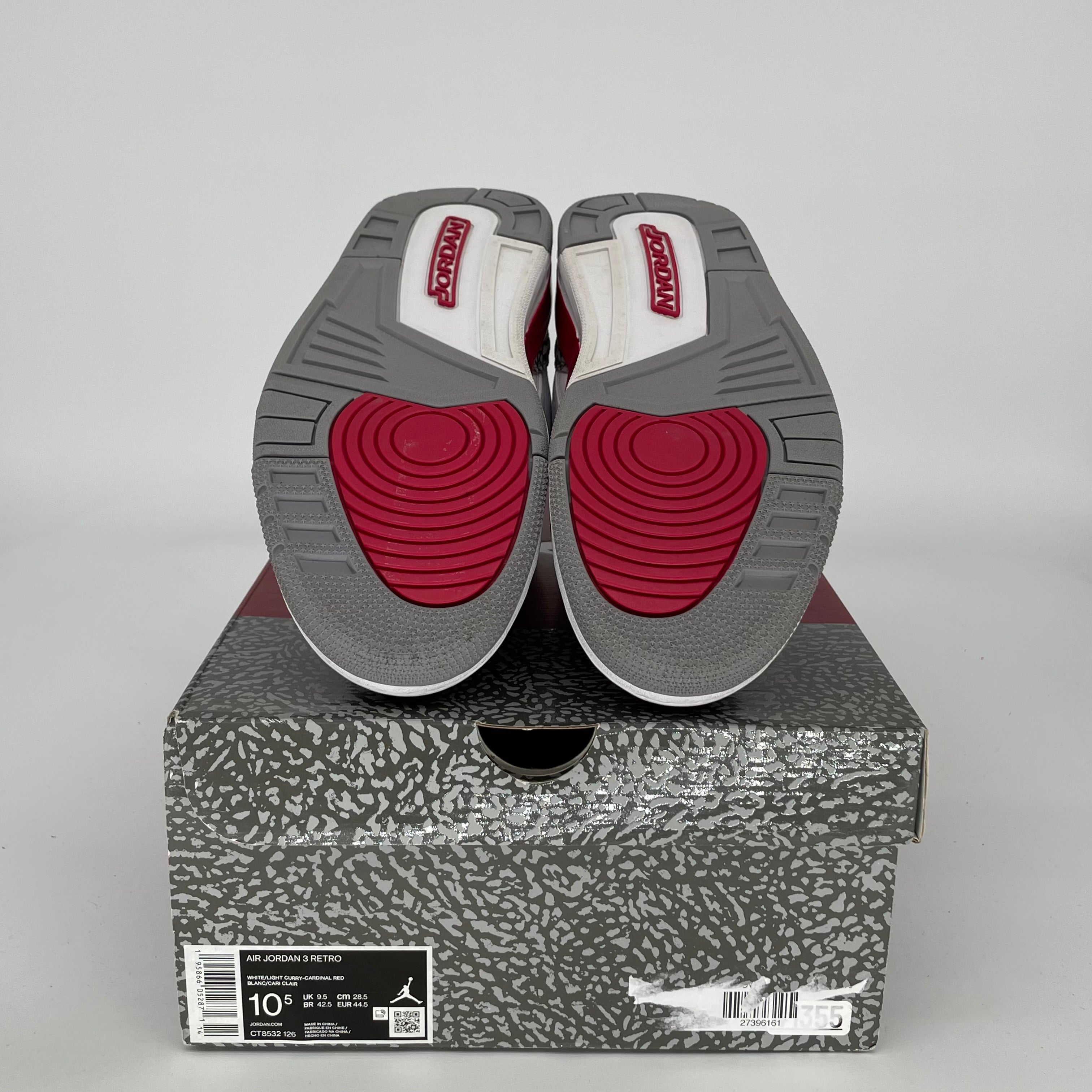 AIR JORDAN 3 CARDINAL Retro Basketball Shoes Men's Size 10.5 (CT8532-126) - Authentic Sneakers for Streetwear & Basketball Games