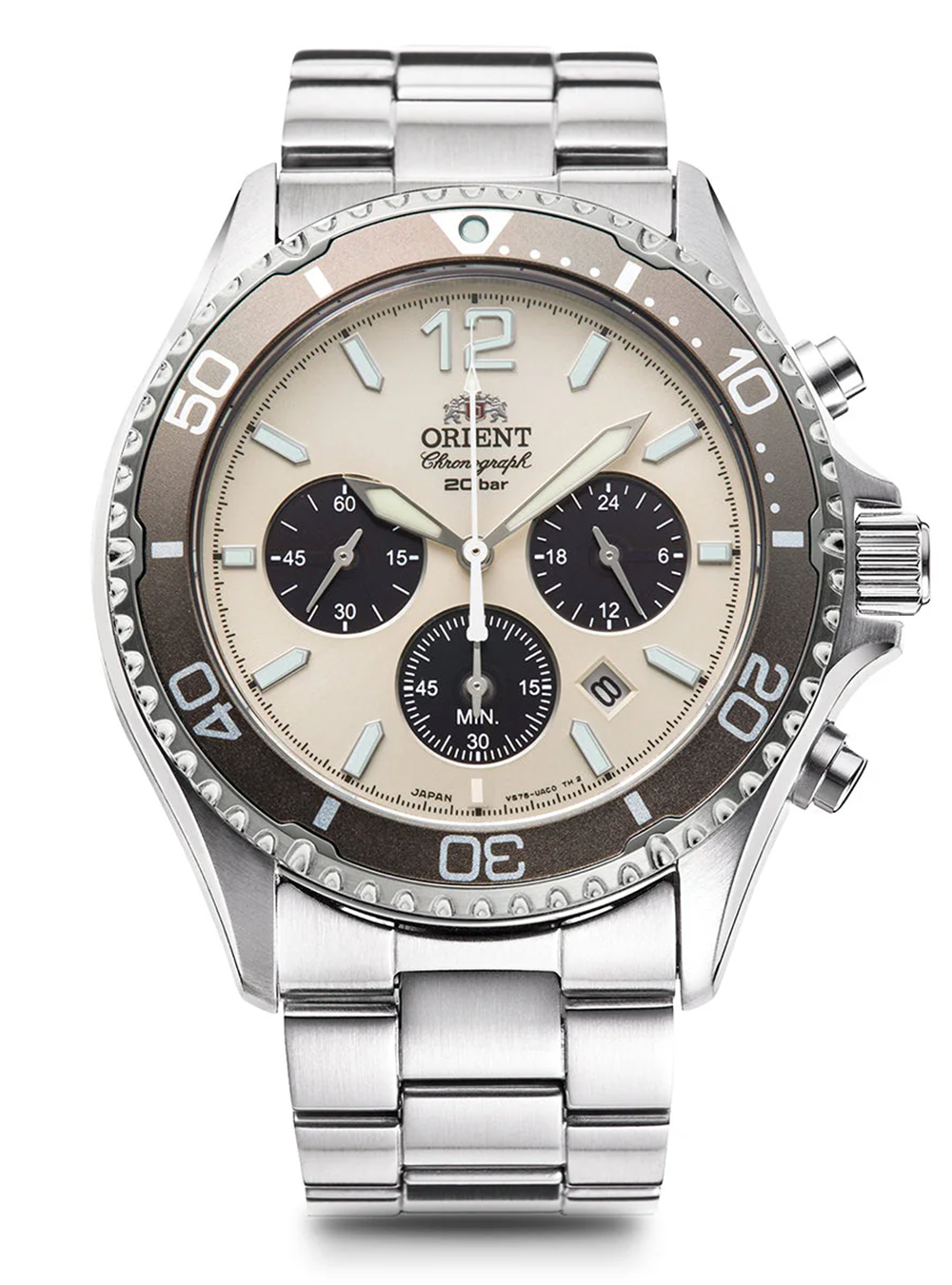 Orient Mako Chronograph Solar-Powered Sports Watch RN TX0209G - Japan Made JDM Exclusive - Durable for Swimming, Diving & Outdoor Activities