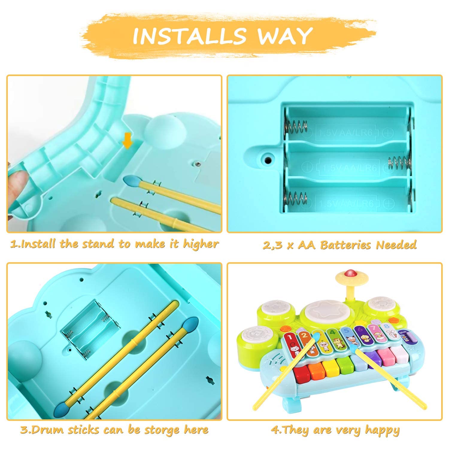 **3-in-1 Baby Musical Toy Set - Piano Keyboard, Xylophone & Drum for Toddlers 1-3 Years | Early Learning Instrument for Boys & Girls | Perfect Birthday, Easter Gift for Infants 6-24 Months | Fun Educational Play for Home & Daycare**
