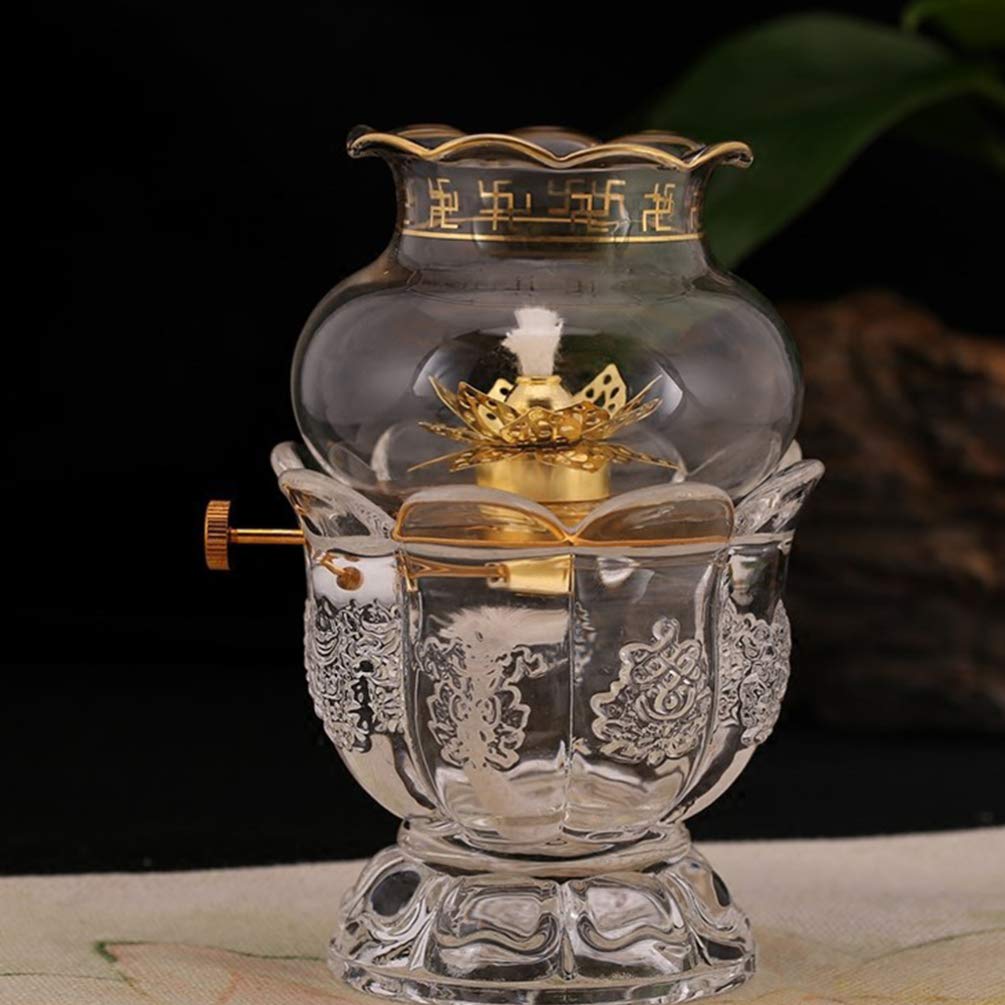 DOITOOL Windproof Oil Lamp - Classic Buddha Hall Butter Lamp for Temple & Home Decor - Perfect for Meditation, Altar Lighting, and Spiritual Atmosphere Enhancement