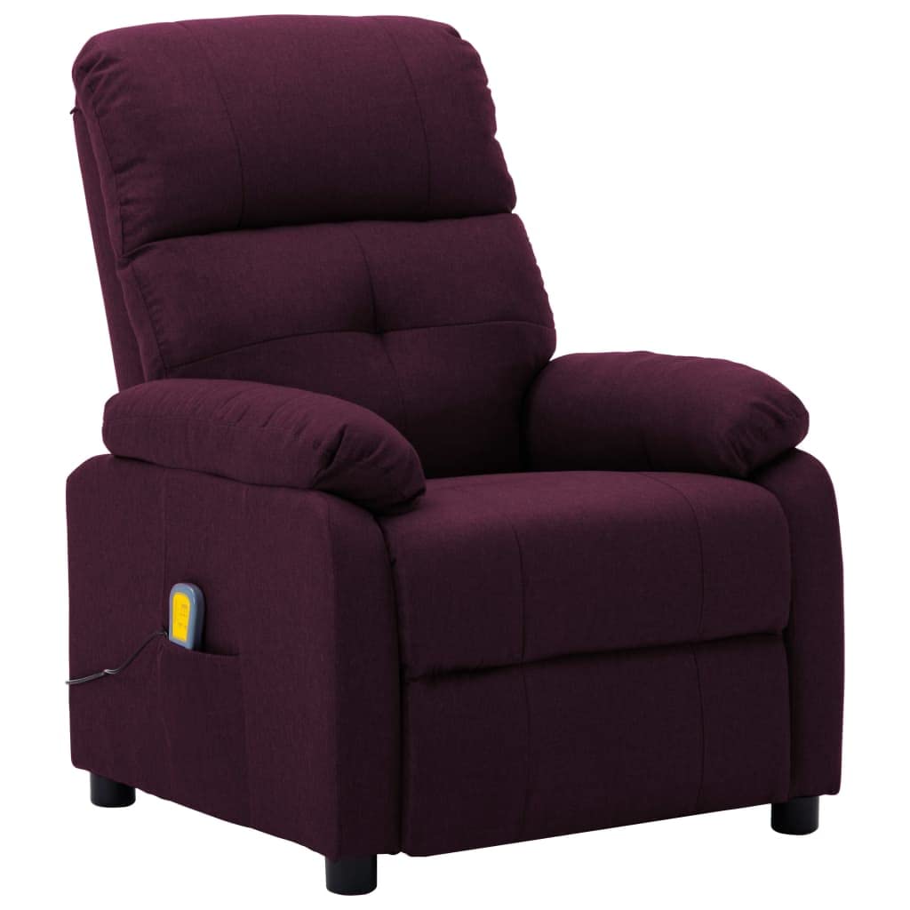 WELLIKEA Massage Recliner Chair with Heat & Vibration - Purple Fabric Ergonomic Lounge Chair for Living Room, Bedroom & Office Relaxation