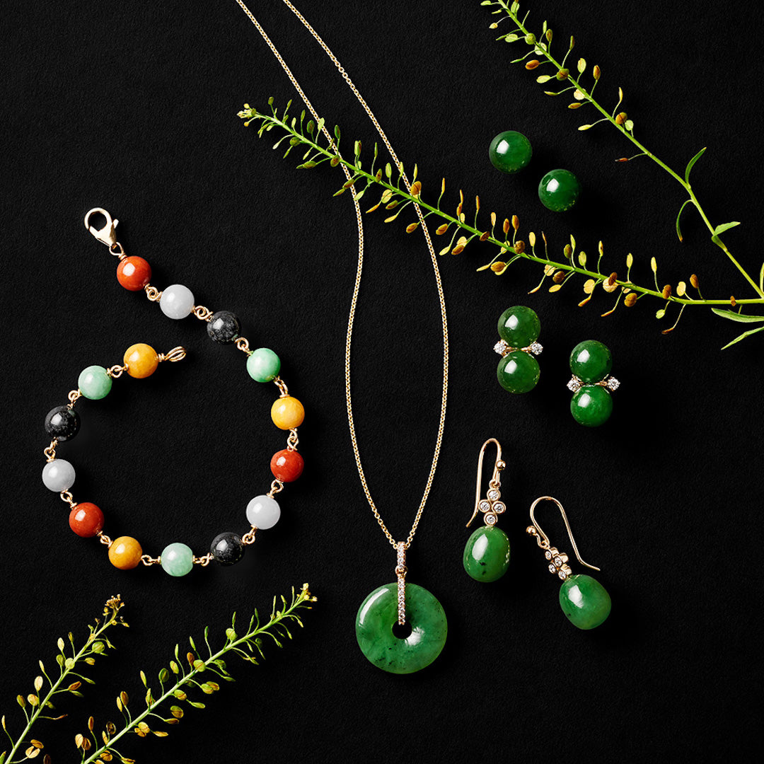 Green Nephrite Jade Pi & Diamond Pendant Necklace | Elegant Jewelry Gift for Women | Perfect for Weddings, Anniversaries & Special Occasions