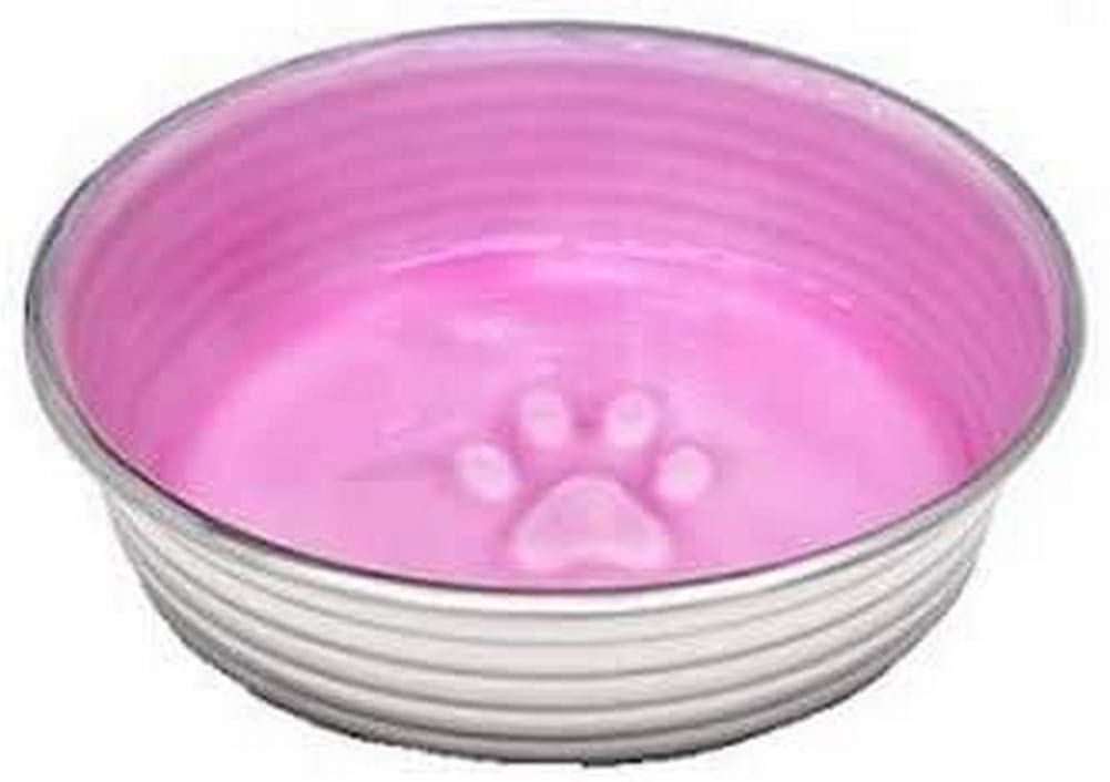 Loving Pets - Le BOL Enamel Ceramic Dog Food & Water Bowl with Non-Slip Base, Stainless Steel Insert, Spill-Proof Design (X-Small, Rose) - Perfect for Small Breed Dogs at Home or Travel