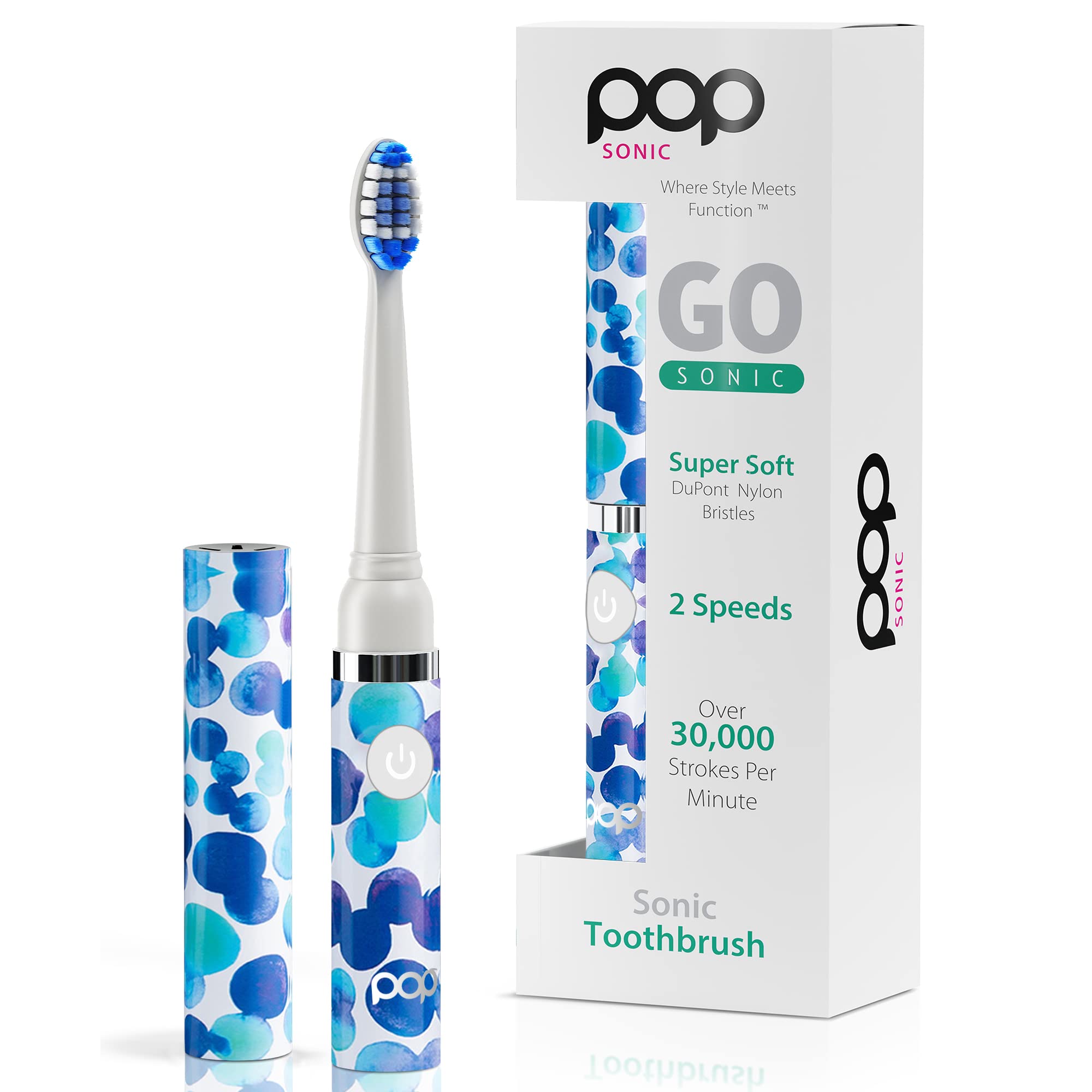 PopSonic Electric Toothbrush for Kids & Travel - Rechargeable AAA Battery, 2-Speed (15,000-30,000 RPM) with DuPont Nylon Bristles | Gentle Teeth Cleaning for Children, Perfect for Home & Vacation Use