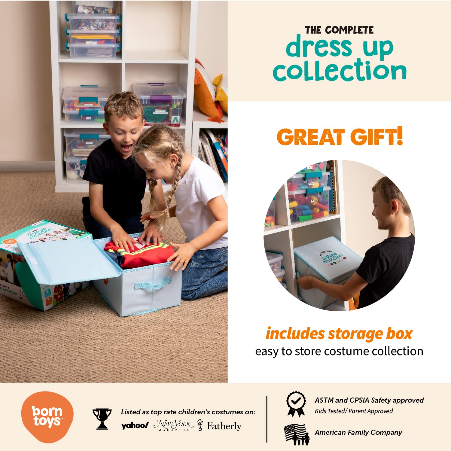 Born Toys Kids Dress Up Costume Set for Pretend Play - Washable & Durable Costumes for Boys & Girls Ages 3-7 | Perfect for Halloween, Birthday Parties & Role Play