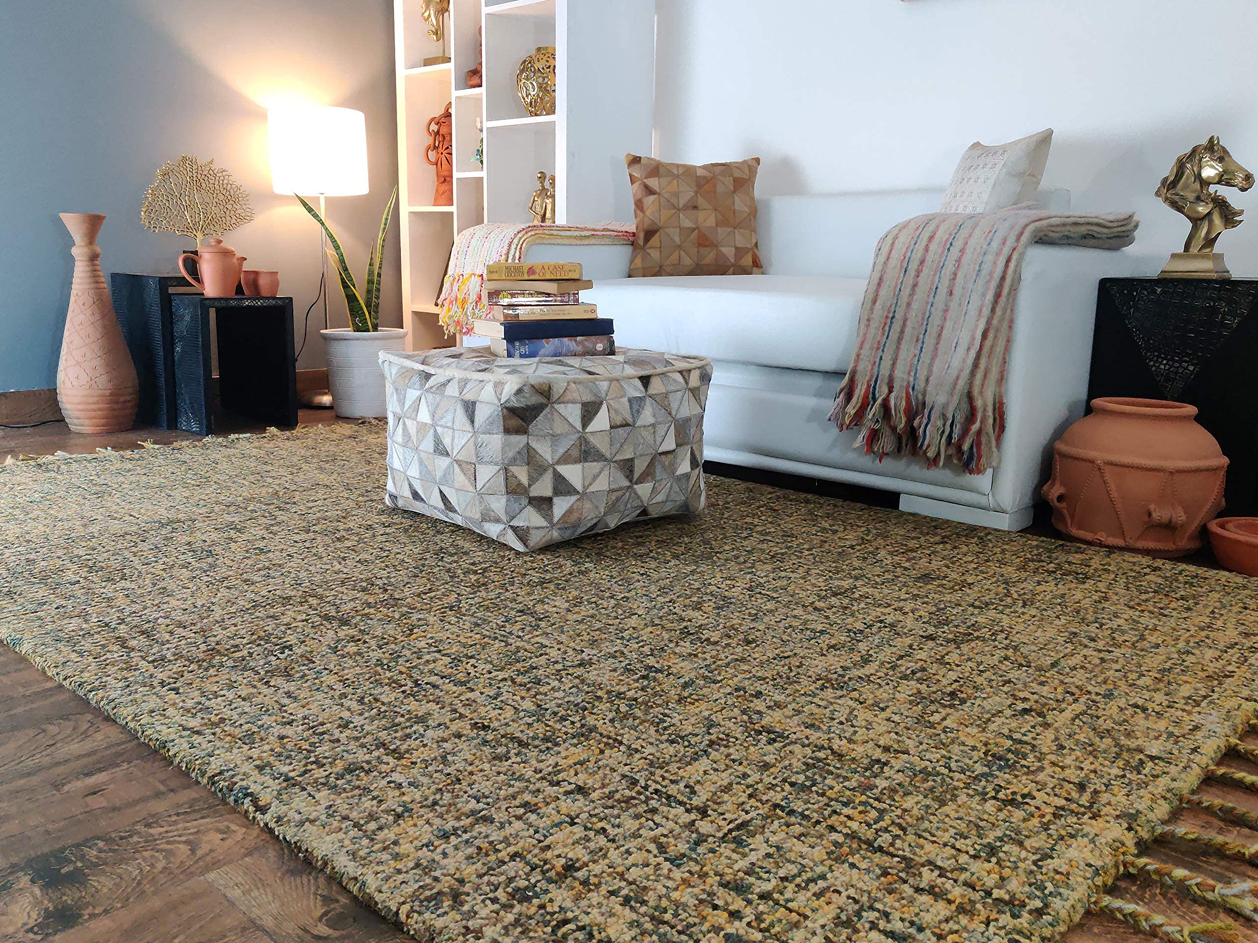 Handmade Nomad Forest Wool Rug - Natural Fiber, Easy Maintenance, Non-Slip - 2'6