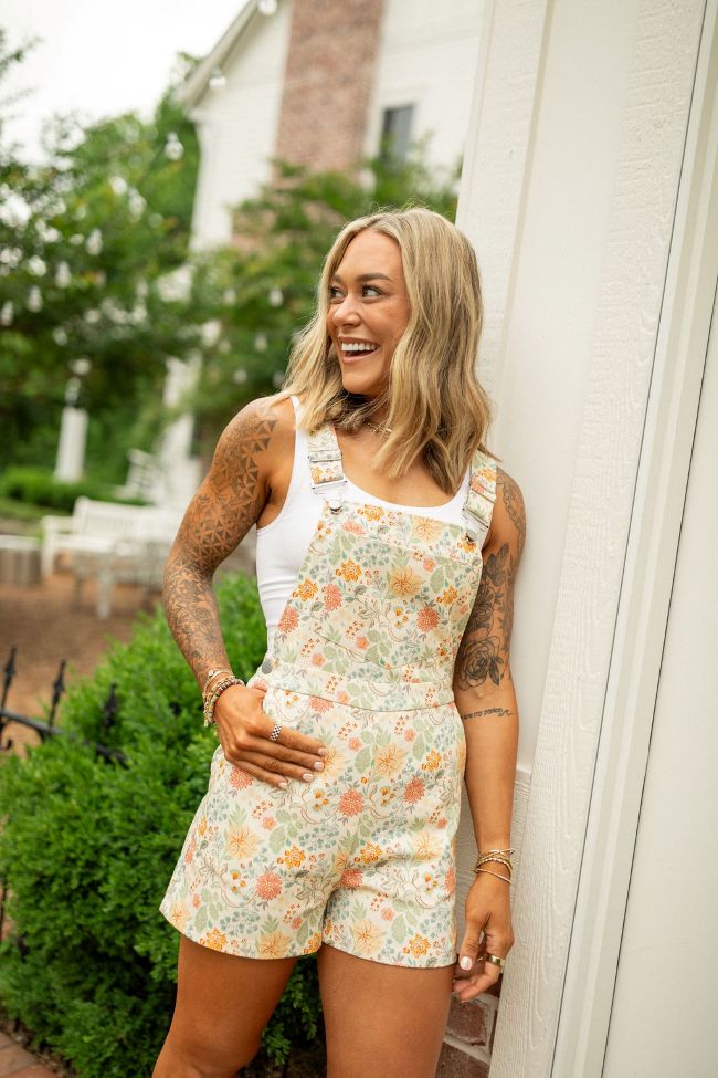 Bailey Floral Printed Denim Overalls - Women's Fashion Jumpsuit by Holley Gabrielle X Pink Lily | Perfect for Spring Outfits, Casual Wear & Boho Style