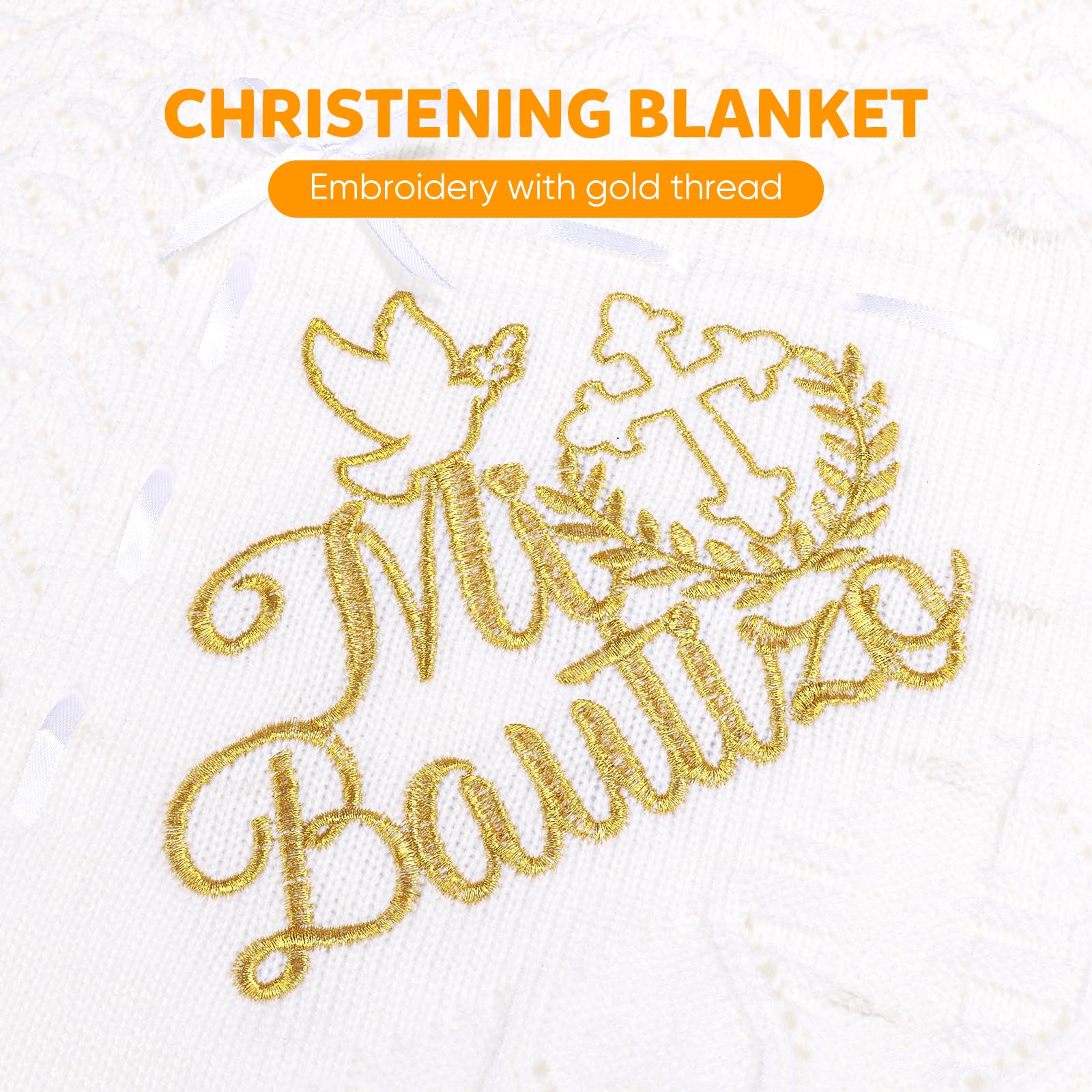 Soft White Crochet Baby Blanket for Baptism & Christening - Perfect Gift for Boys & Girls, Easter Dedication, Church Ceremonies (Mi Bautizo Shawl) - Ideal for Newborn Photos, Church Events & Special Occasions