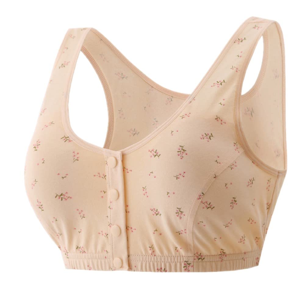 2 Pack Medium Wireless Cotton Bras for Elderly Women - Soft Cup, Front Closure, No Pads - Comfortable Everyday Wear for Seniors (Ideal for Home, Nursing & Relaxation)