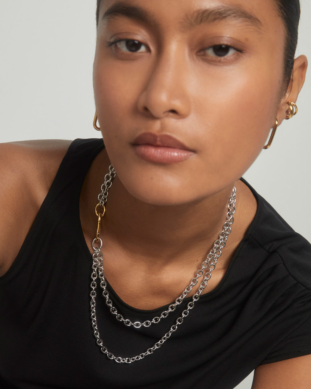 GRID 4 Double Beat Chain Necklace for Women - Trendy Layered Gold Plated Jewelry Gift for Birthday, Anniversary & Valentine's Day - Perfect for Party, Date Night & Everyday Wear