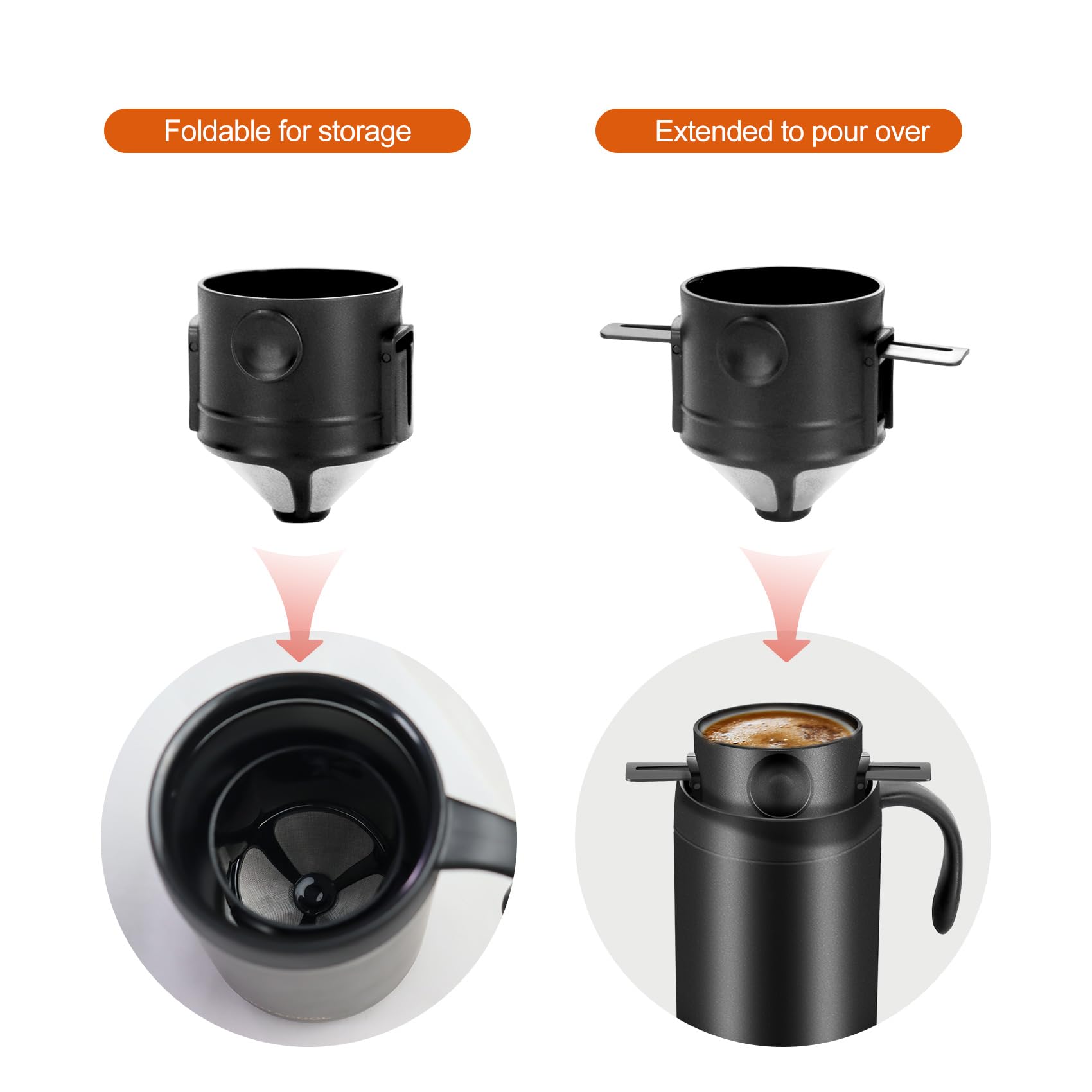 16oz Portable Pour Over Coffee Maker Set - Lightweight Camping & Travel Coffee Kit for Backpacking, Hiking, Offices & Outdoor Adventures