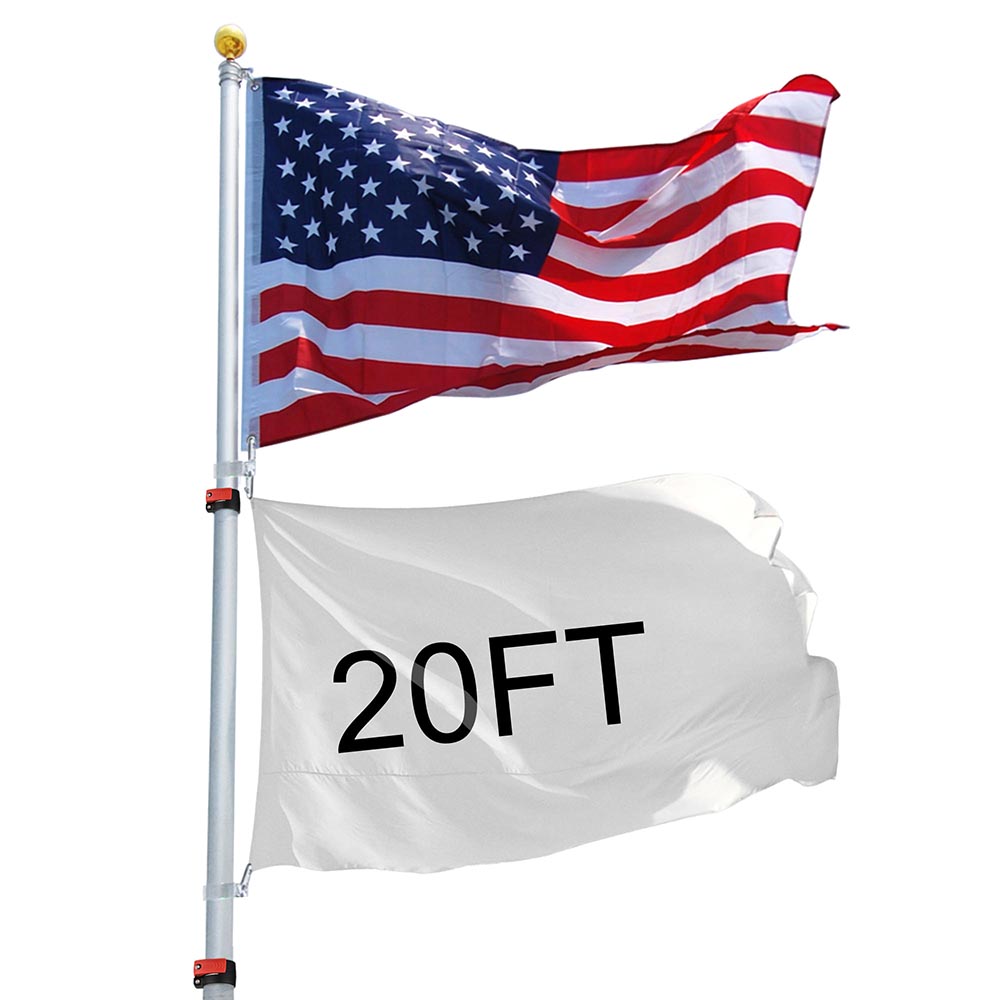 20ft Telescoping Flagpole Kit with Deluxe Eagle & Ball - Heavy Duty Extendable Flag Pole for American Flags, Outdoor Yard & Garden Decor - Perfect for Homes, Schools, Businesses & Patriotic Events