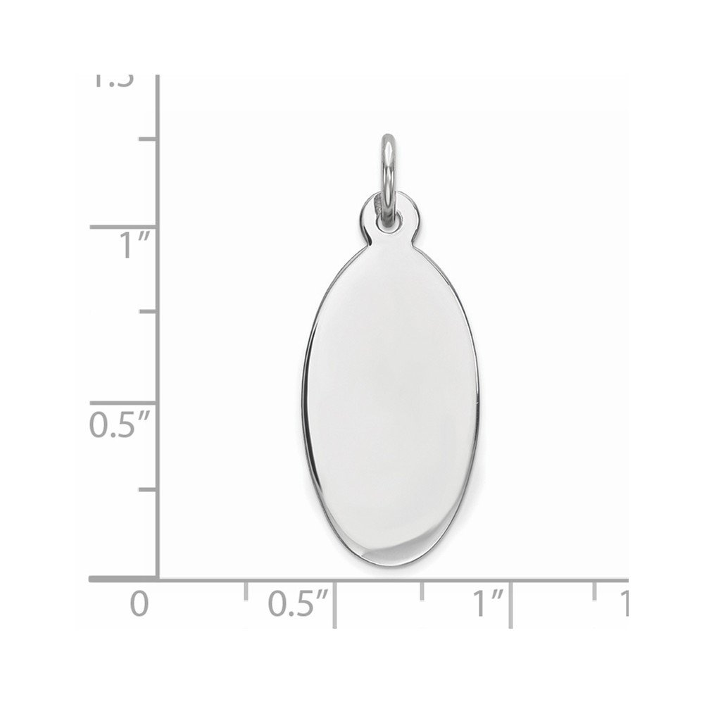 Sterling Silver Rhodium-Plated Engraveable Oval Charm - Polished Front & Satin Back - Perfect for Necklaces, Bracelets & Jewelry Making - Personalized Gift Idea for Birthdays & Anniversaries