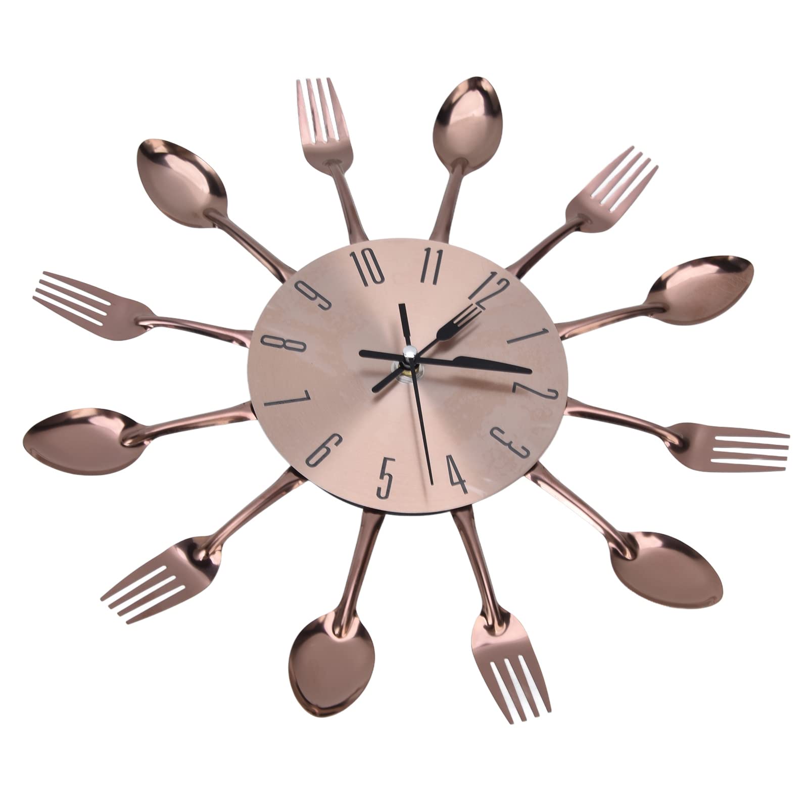 FTVOGUE Kitchen Wall Clock - Unique Cutlery Utensil Design with Spoon & Fork - Mirror Wall Decal Sticker for Home Decor - Perfect for Kitchen, Dining Room & Farmhouse Style Decorations