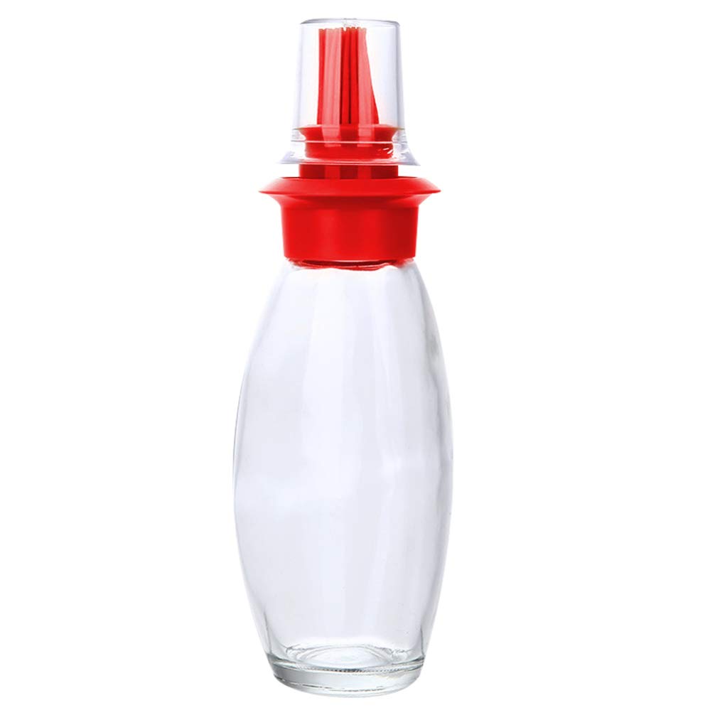 Hemoton Glass Containers - 1pc Glass Terrarium with Silicone Oil Bottle Brush & Pastry Brush for BBQ, Baking and Kitchen Use