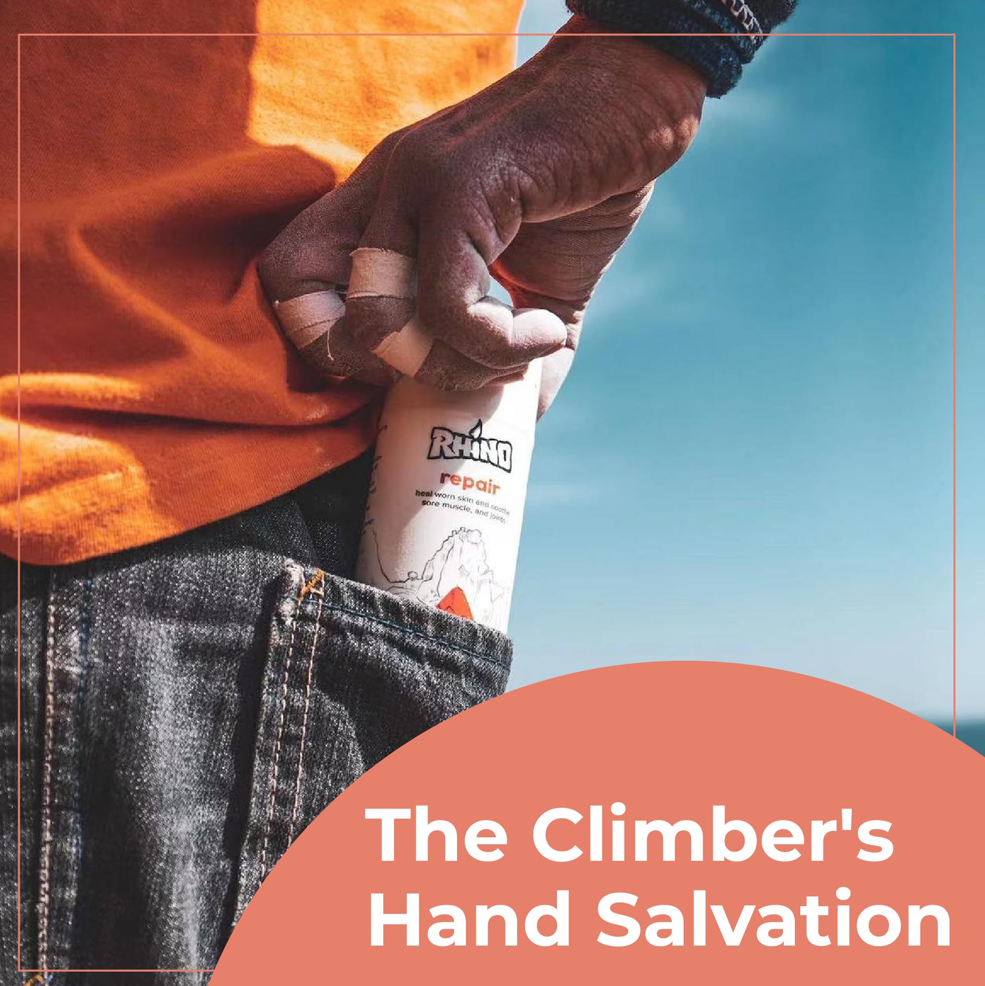 Rhino Skin Solutions Repair Cream - Fast Healing Moisturizer for Dry, Cracked Skin | Soothing Relief for Climbers, Athletes & MMA Fighters | Cooling Formula Made in Oregon USA | Soothes Sore Skin, Muscles & Joints (8 fl oz) - Perfect for Post-Workout Recovery & Outdoor Adventures
