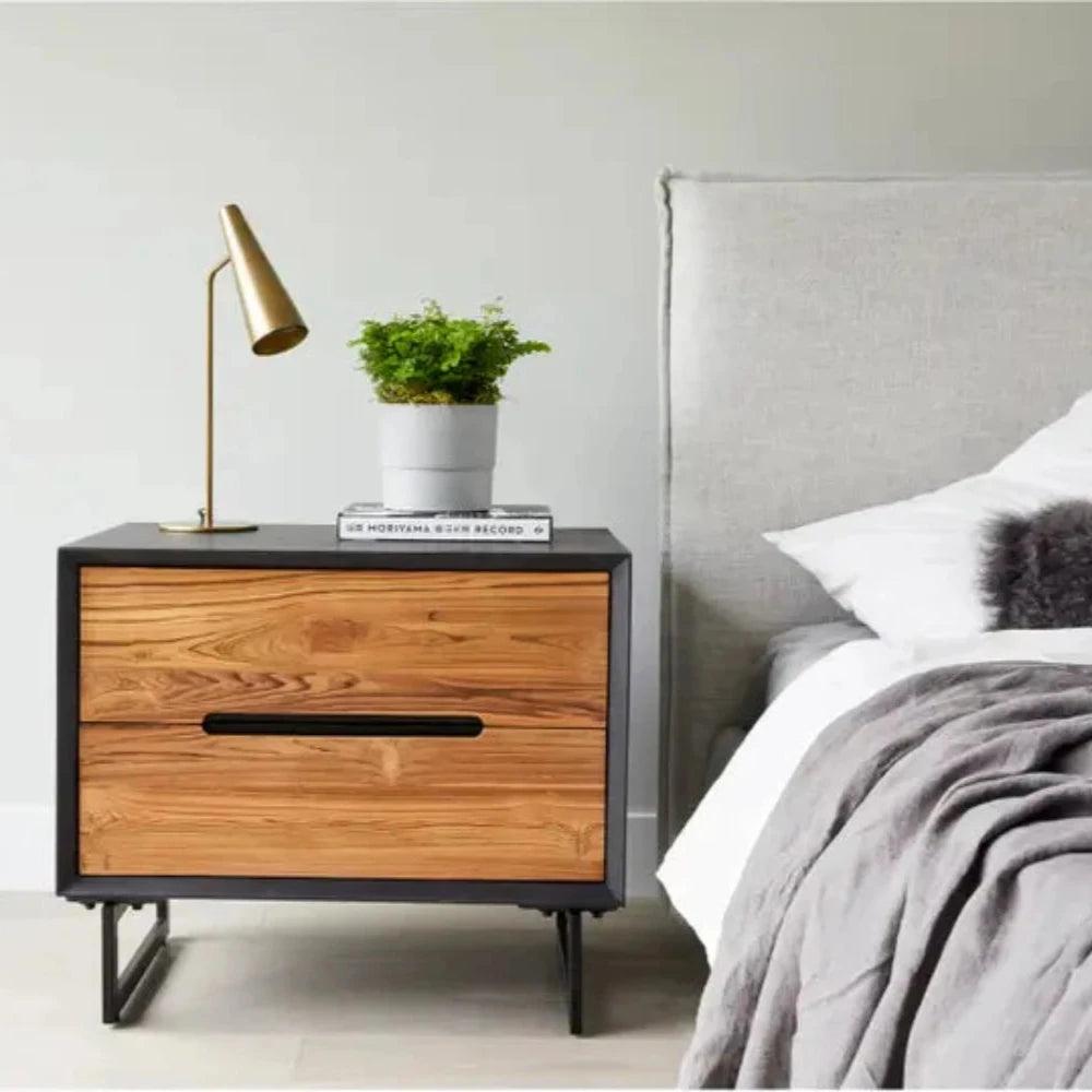 28 Inch Nightstand Brown Scandinavian Style Bedside Table - Modern Minimalist Wooden End Table for Bedroom, Living Room & Guest Room