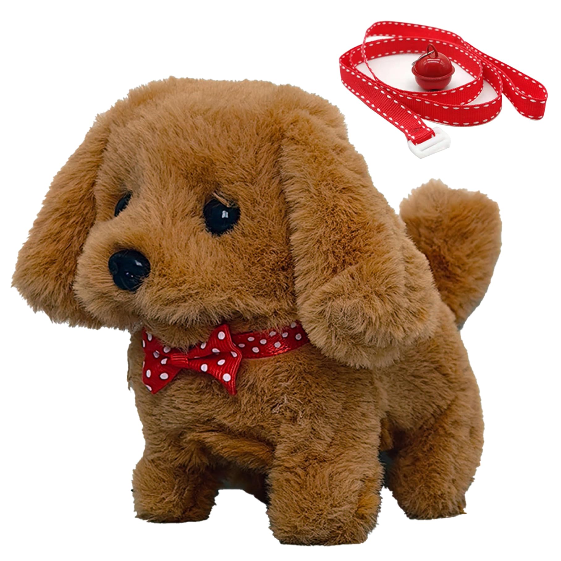 Interactive Talking Dog Toy with Leash & Bell - Realistic Stuffed Puppy with Wagging Tail - Best Walking Companion Toy for Kids | Perfect for Indoor Play, Outdoor Adventures & Pet Training Simulation