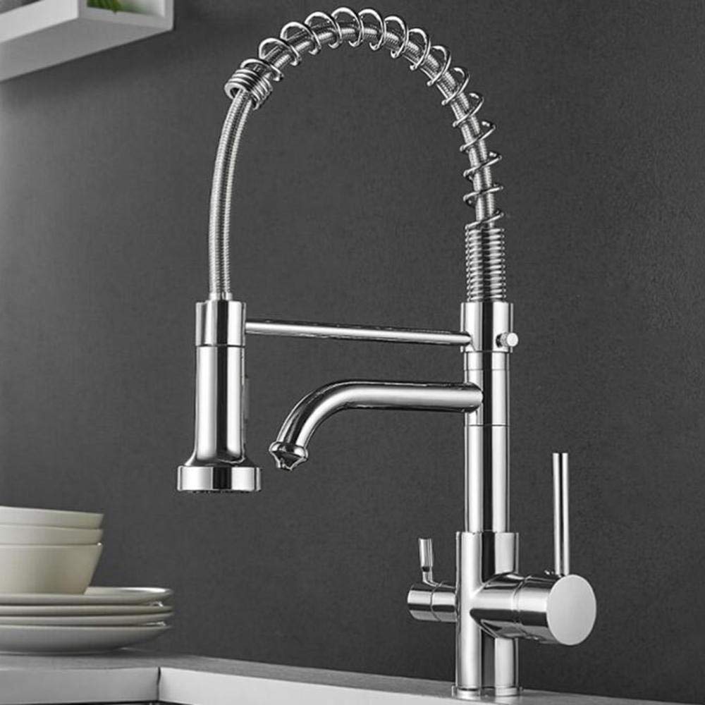 3 in 1 Kitchen Sink Faucet with Water Filter - Hot & Cold Drinking Water Dispenser, 360° Rotating Multi-Function Chrome Faucet for Pure Water - Perfect for Modern Kitchens, Food Prep, and Direct Drinking Water Access