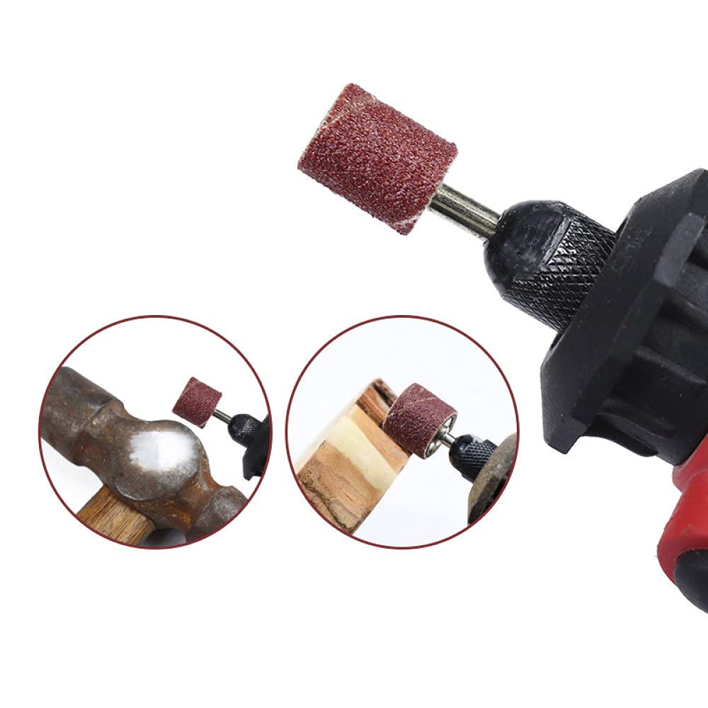 338-Piece Drum Sanding Kit with 80/120/320 Grit Sanding Bands - Compatible with Rotary Tools (2.35mm & 3.175mm Shank Mandrels) - Includes 12.8mmx6.35mm/9.5mm/12.7mm Sanding Drums & Plastic Storage Box - Perfect for Woodworking, Metal Polishing & DIY Crafts