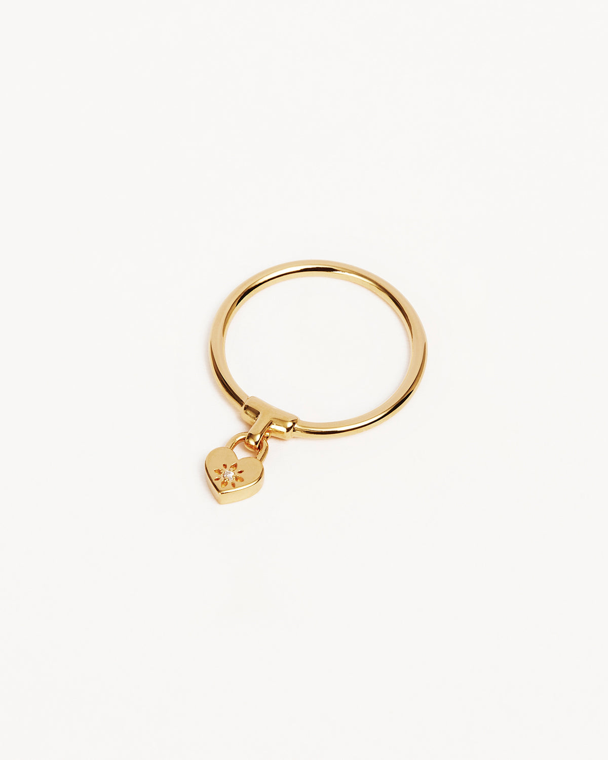 18K Gold Vermeil Crystal Lotus Heart Padlock Ring for Women - Elegant Jewelry Gift for Valentine's Day, Anniversary & Special Occasions