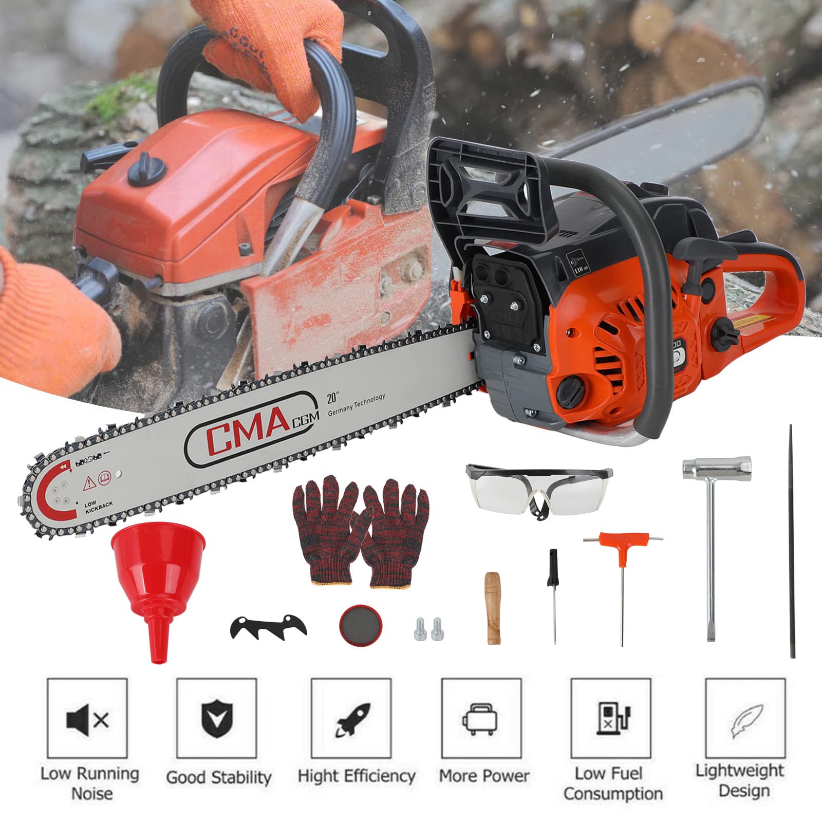 Topteng 20 Inch 68cc Gas Chainsaw - Powerful 20