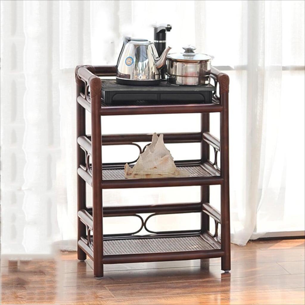 XEWNEG 5-Tier Solid Wood Rattan Storage Shelf - Multi-Functional Shoe Rack & Organizer (45x31x65cm, Brown) - Perfect for Entryway, Closet & Bedroom Storage Solutions