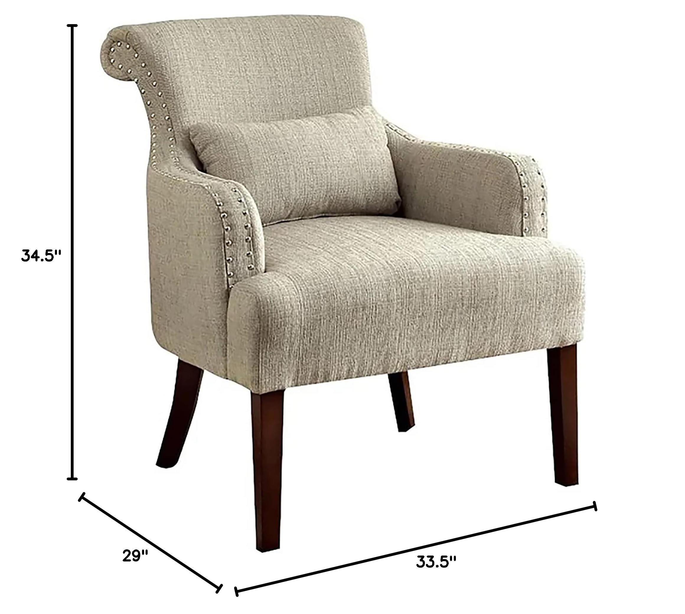 Furniture of America Venize Modern Accent Chair in Beige - Contemporary Living Room Seating for Home Office & Lounge Areas