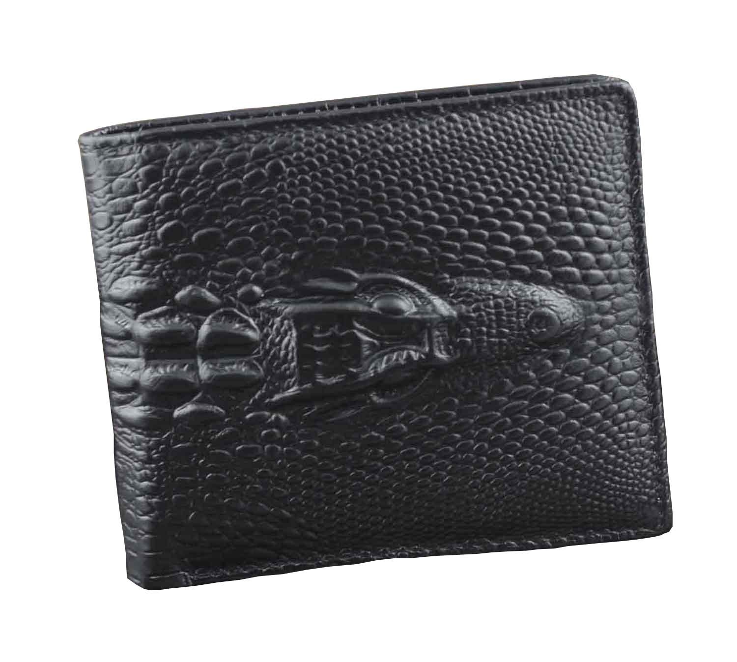 Genuine Alligator Leather Men's Slim Bifold Wallet with Coin Pocket - Stylish & Durable for Everyday Use, Business, Travel & Gifts