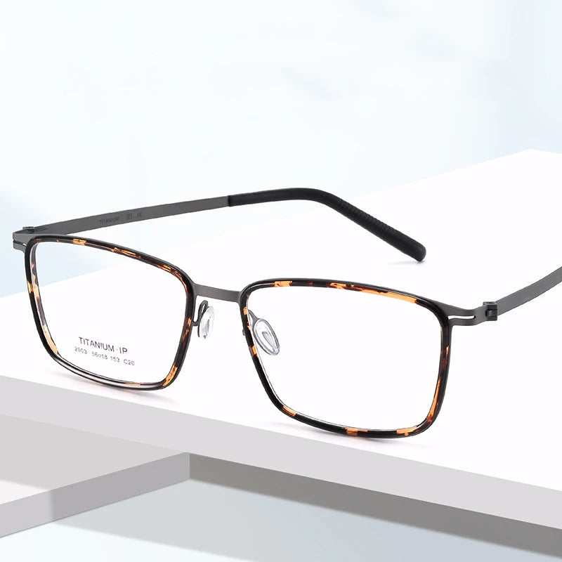Bclear Unisex Full Rim Square Titanium Acetate Eyeglasses L2003 - Lightweight Durable Frame for Men & Women - Perfect for Reading, Work, and Everyday Wear