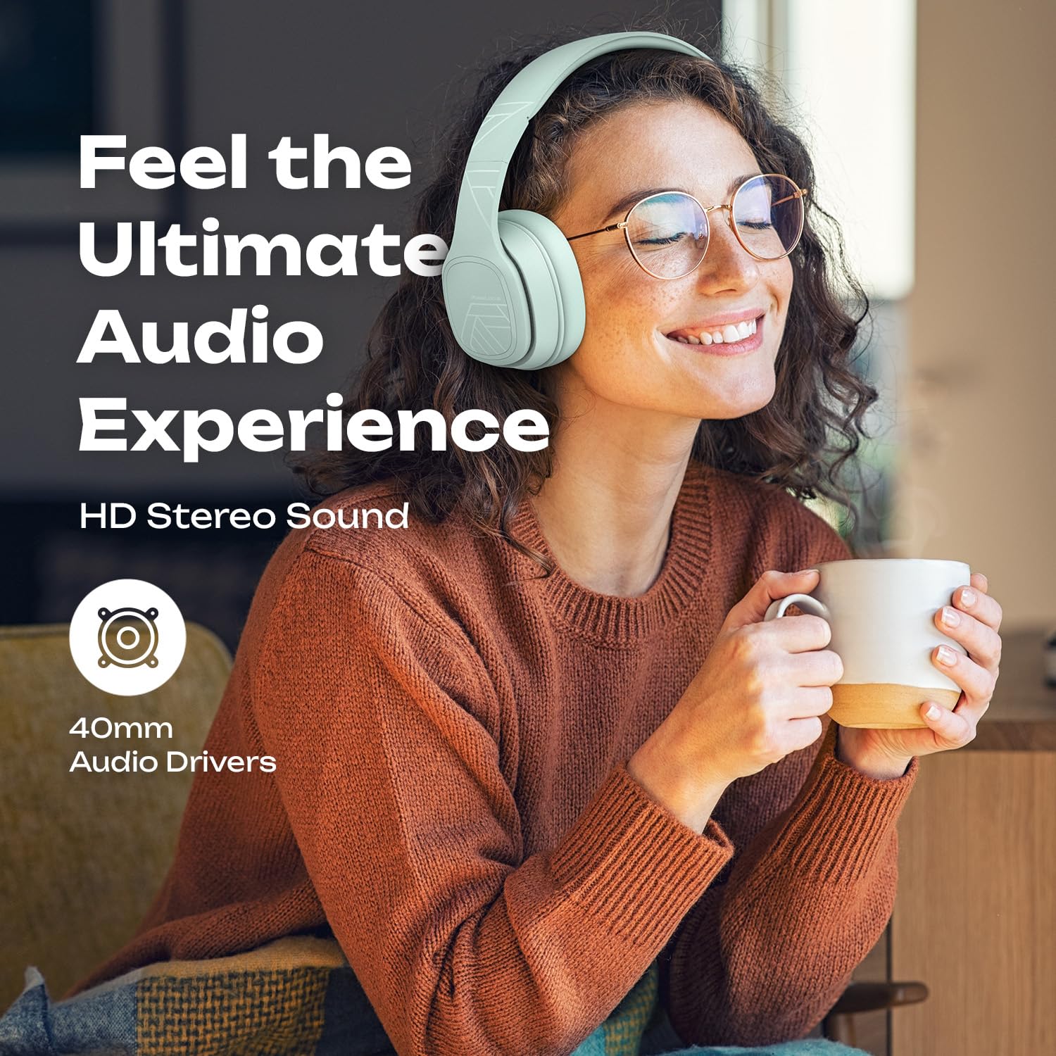 PowerLocus Bluetooth Over-Ear Headphones Wireless with Microphone - 50H Playtime, Foldable Design, Deep Bass & Hi-Fi Stereo Sound - Perfect for Travel, Gaming, Work Calls & Music Listening (PC/Phone Compatible)