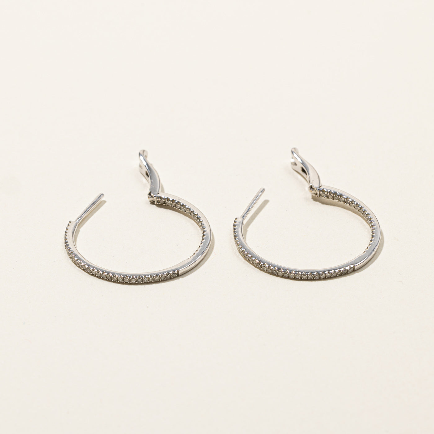 14K Gold Pave Diamond Hoop Earrings for Women | 0.38 Carat Total Weight (ctw) | Sparkling Everyday Wear & Special Occasion Jewelry Gift
