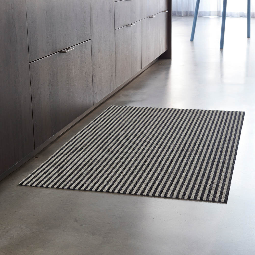 CHILEWICH Shag In Out Utility Door Mat - Water Absorbent Indoor/Outdoor Rug - Breton Stripe/Tuxedo Design - 24x36 Inches (61x91cm) - Perfect for Entryways, Patios & High Traffic Areas