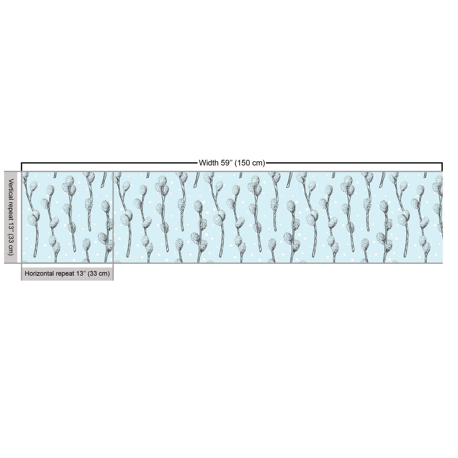 Ambesonne Floral Fabric by The Yard - Spring Willow Branches with White Polka Dots Doodle Pattern | Decorative Upholstery Fabric for Sofa, Curtains & Home Decor | 10 Yards Pale Blue Dark Blue Grey | Perfect for DIY Projects, Pillow Covers & Table Runners
