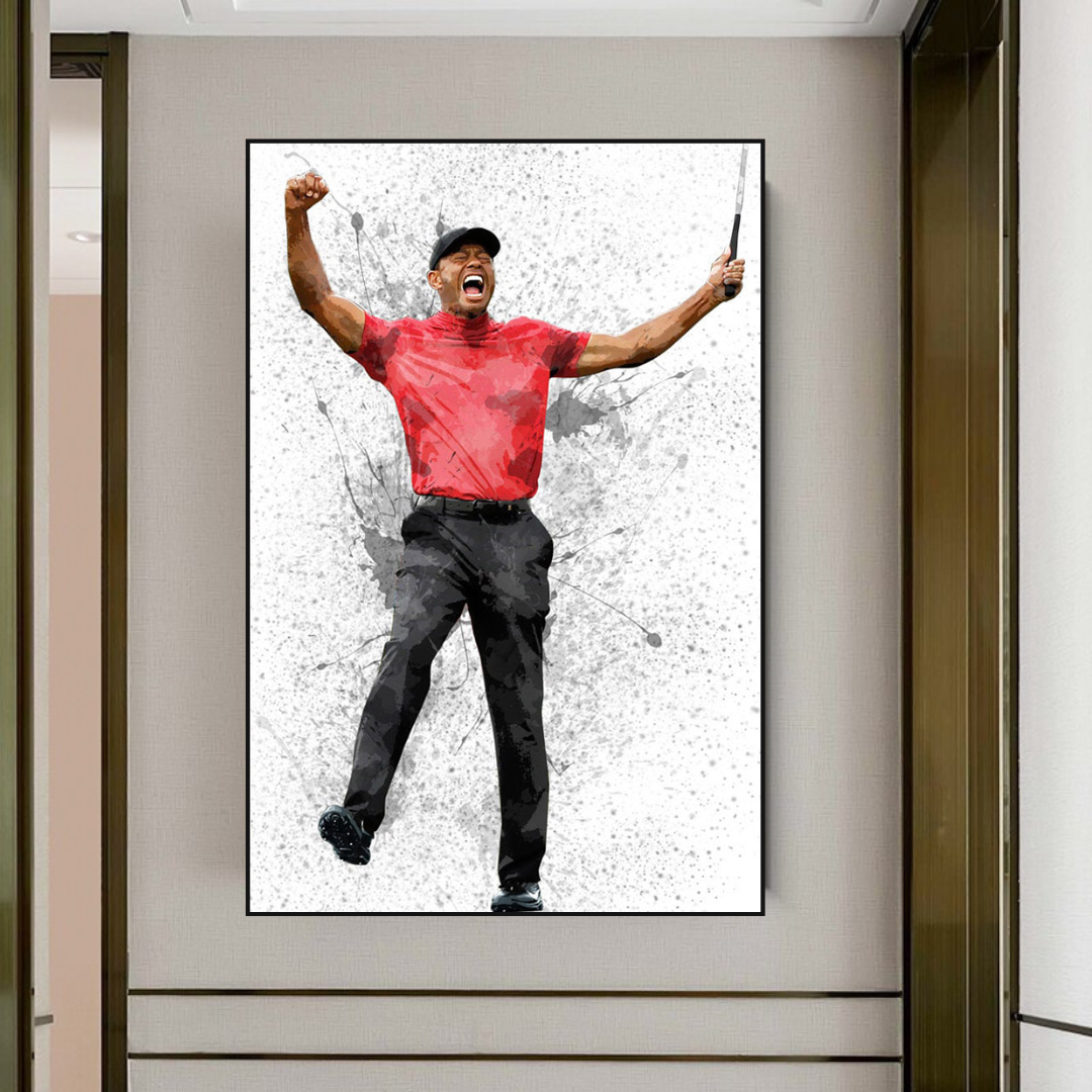 Tiger Woods Canvas Wall Art - Premium Golf Decor for Home & Office | Exclusive Collection | Perfect for Sports Fans & Man Cave Decor