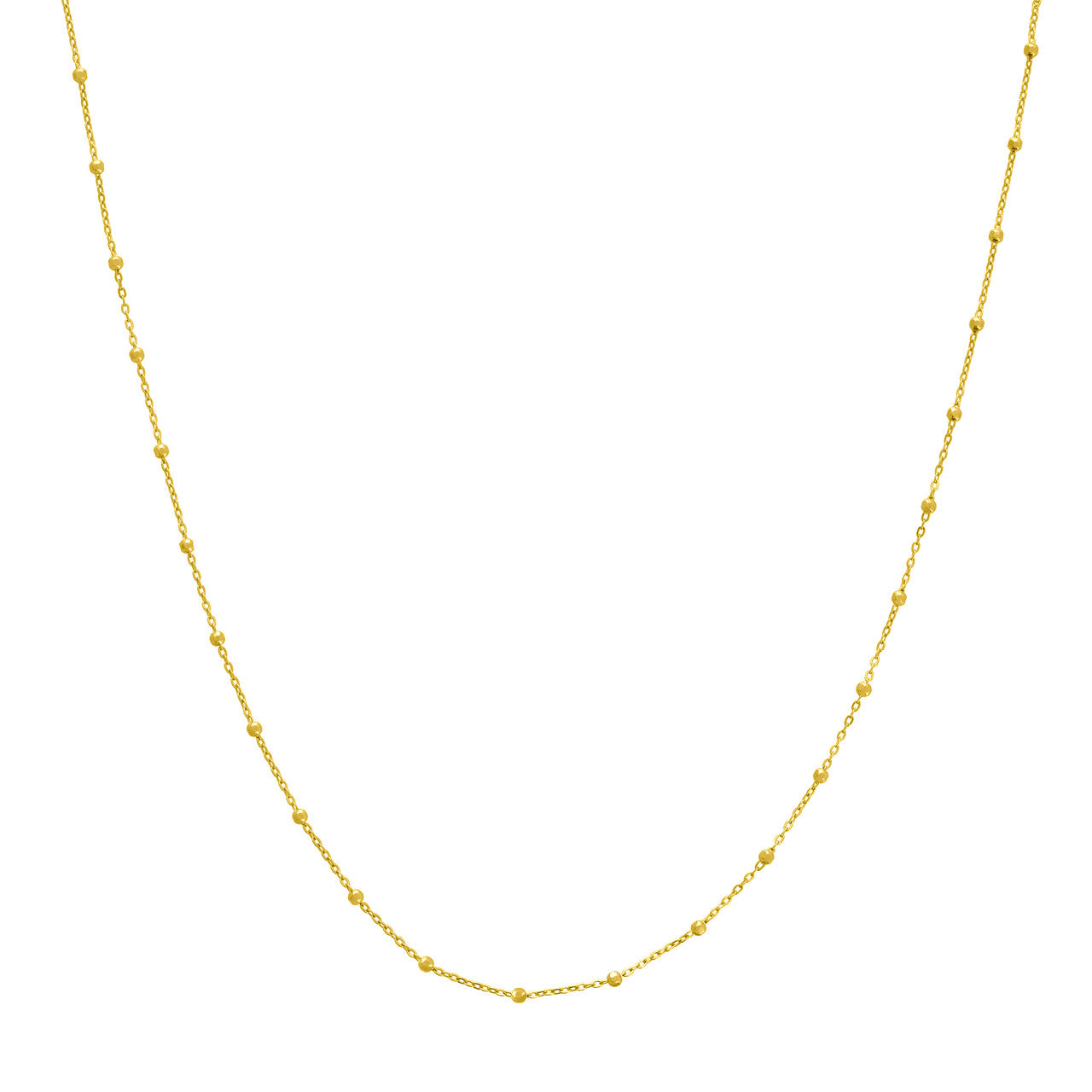 14K Yellow Gold Faceted Bead Saturn Chain Necklace for Women - Elegant Layering Jewelry for Everyday Wear, Date Night & Special Occasions