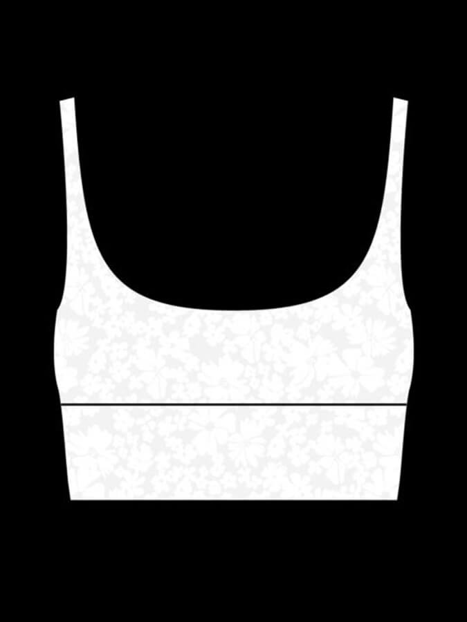 Tavi Empower Women's Sports Bra - High Support Workout Top with White Floral Pattern for Yoga, Running & Gym Fitness Activities