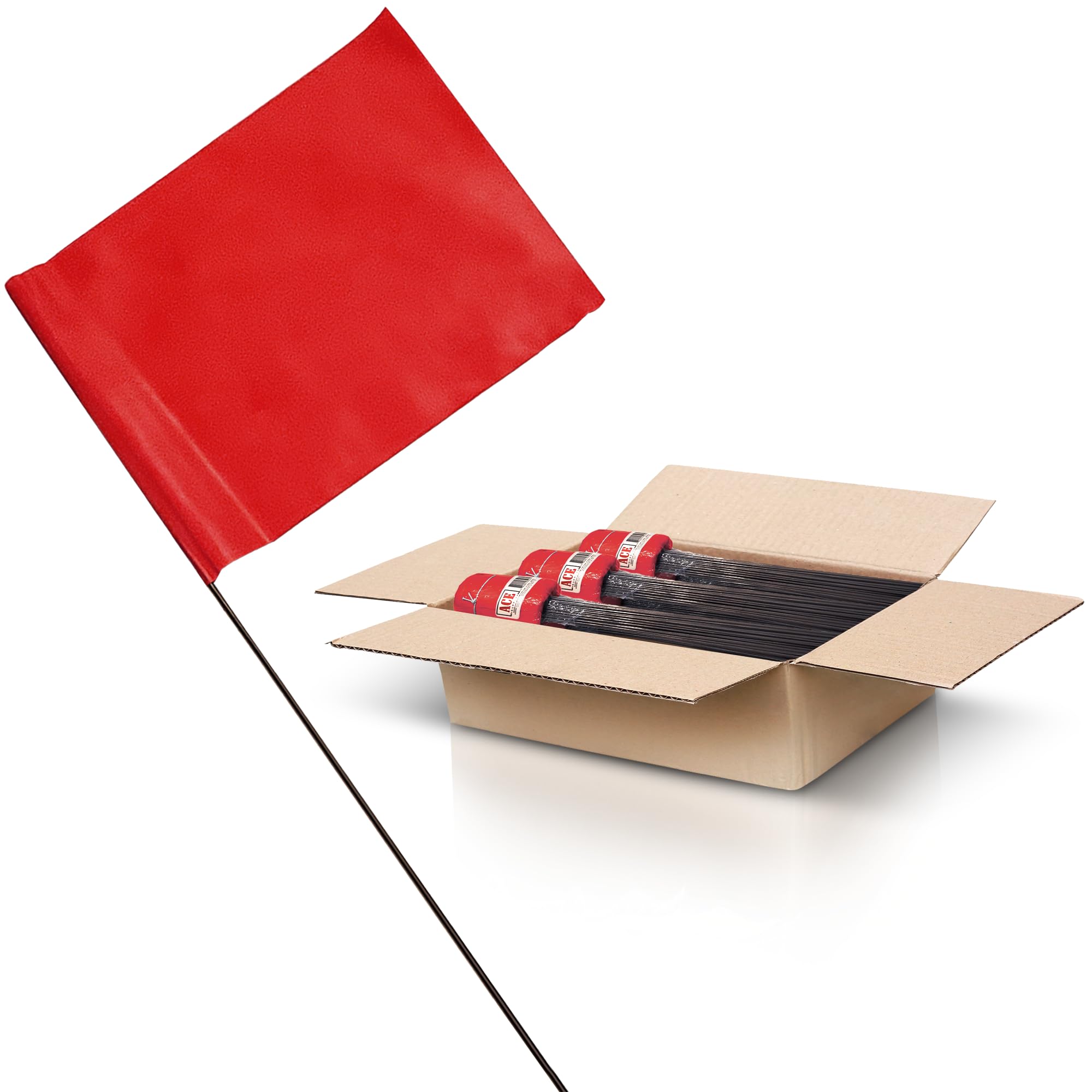 1000 Pack Red Marking Flags - 4x5x21 Inch Bright Red Yard Markers for Lawn Care, Irrigation, Landscaping, Surveying & Sprinkler Head Identification | Perfect for Property Boundaries, Utility Locating & Outdoor Projects