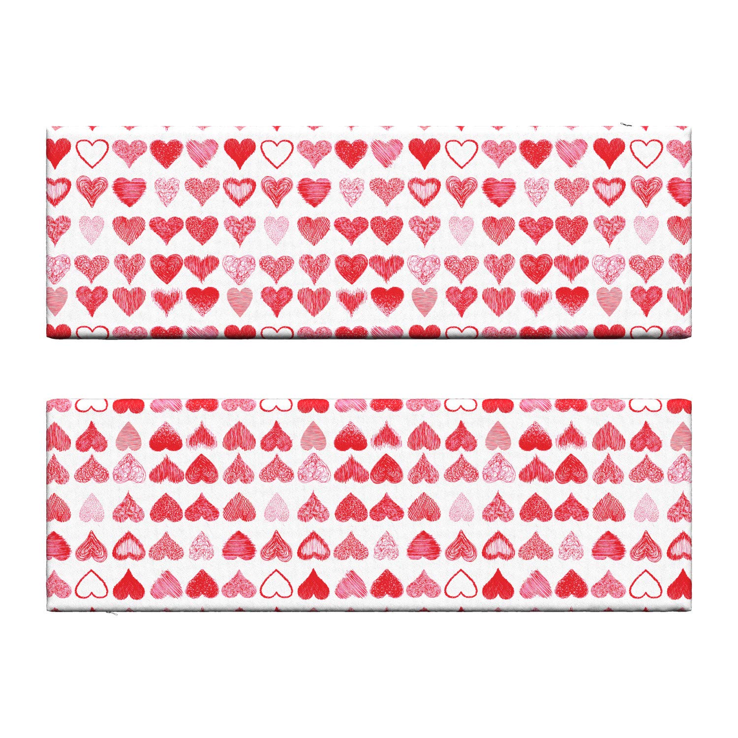 Ambesonne Valentine's Day Bench Cushion Set of 2 - Romantic Heart Design Hand-Painted Art, 45