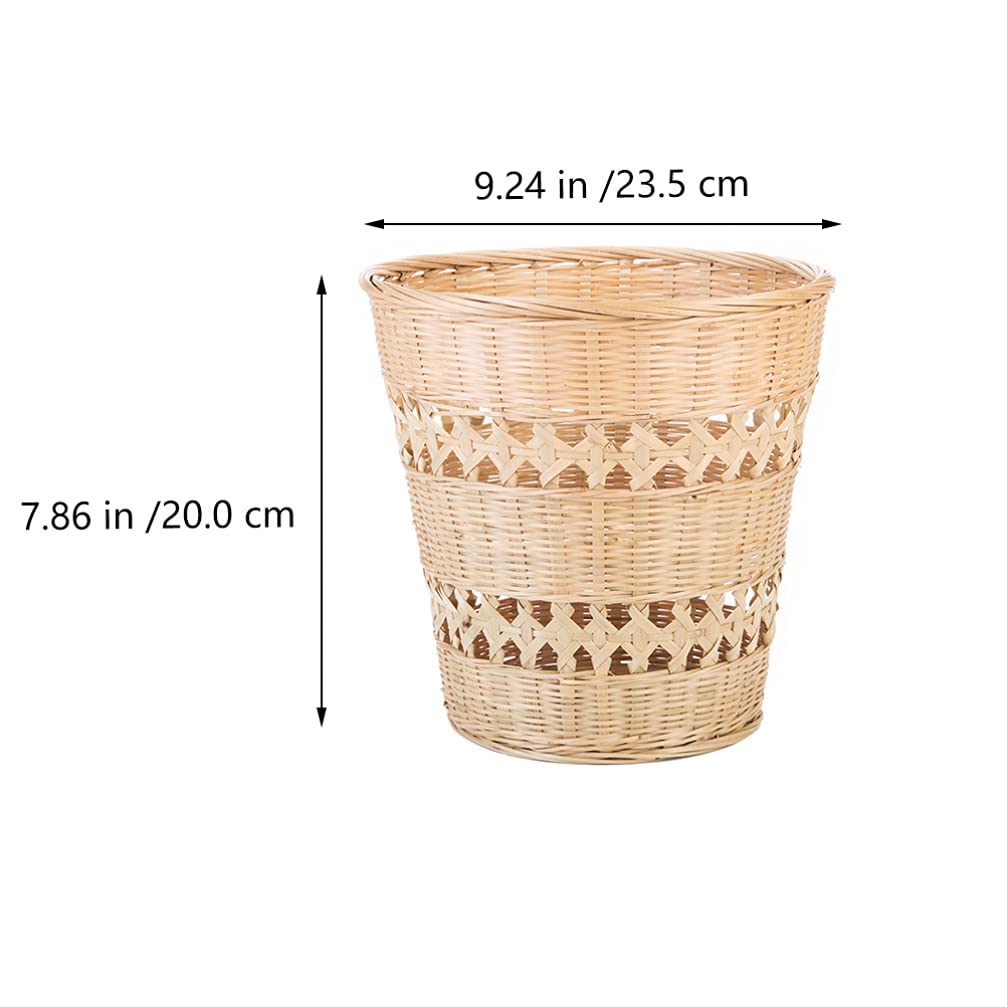 Handmade Bamboo Trash Can - Eco-Friendly Woven Waste Basket for Home & Office - Rustic Style Natural Paper Rubbish Container - Perfect for Living Room, Bedroom, Bathroom & Kitchen Organization