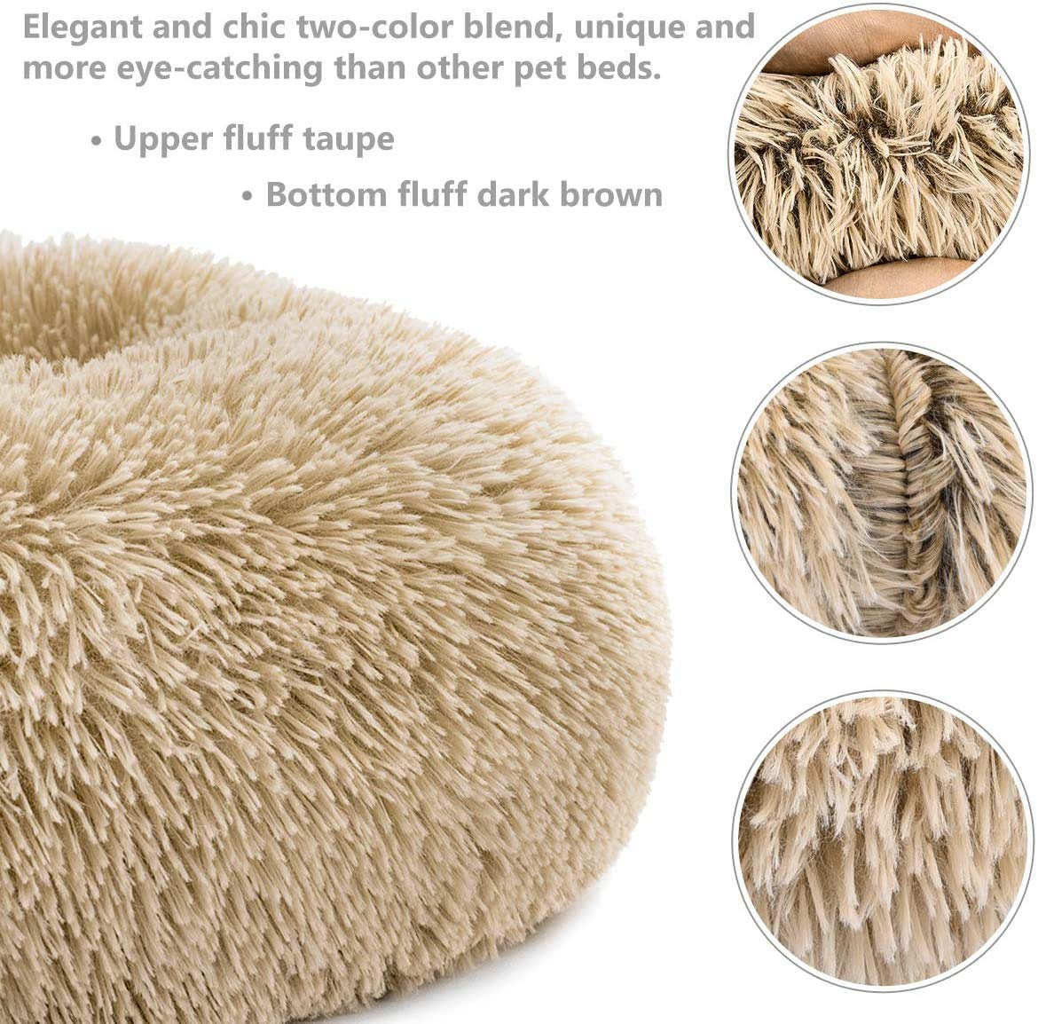 **Self-Warming Round Dog Bed - Plush, Washable & Calming Donut Cuddler for Small to Large Dogs - Cozy Winter Pet Bed for Sleeping & Relaxing (Beige, 100cm) - Perfect for Home, Crate & Travel**