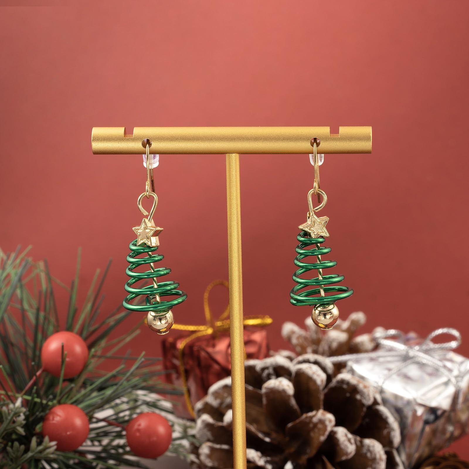 LAXPICOL Christmas Tree Drop Earrings for Women - Gold Star & Bell Dangle Earrings - Perfect Holiday Gift for Birthday, Christmas, Party & Festive Occasions